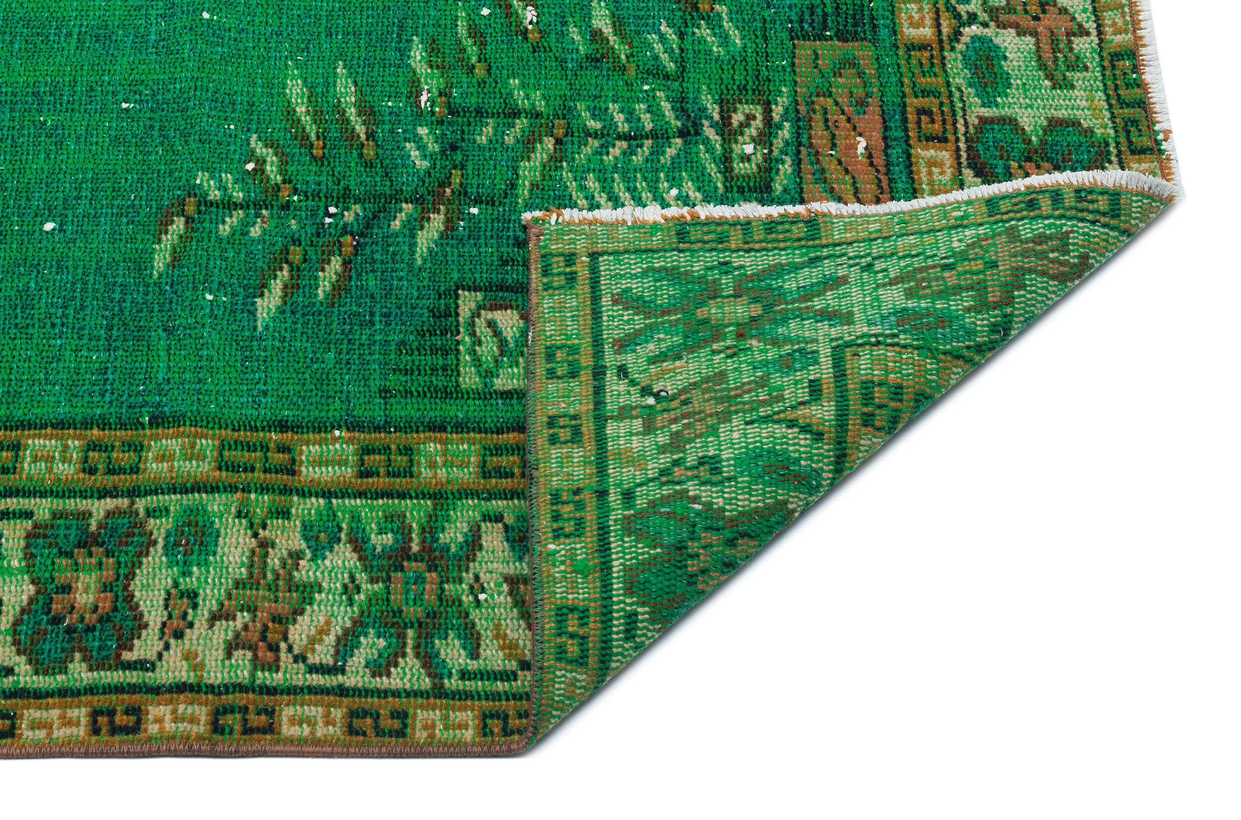 Atina Green Vintage Wool Handmade Area Rug 5'1" x 8'2"