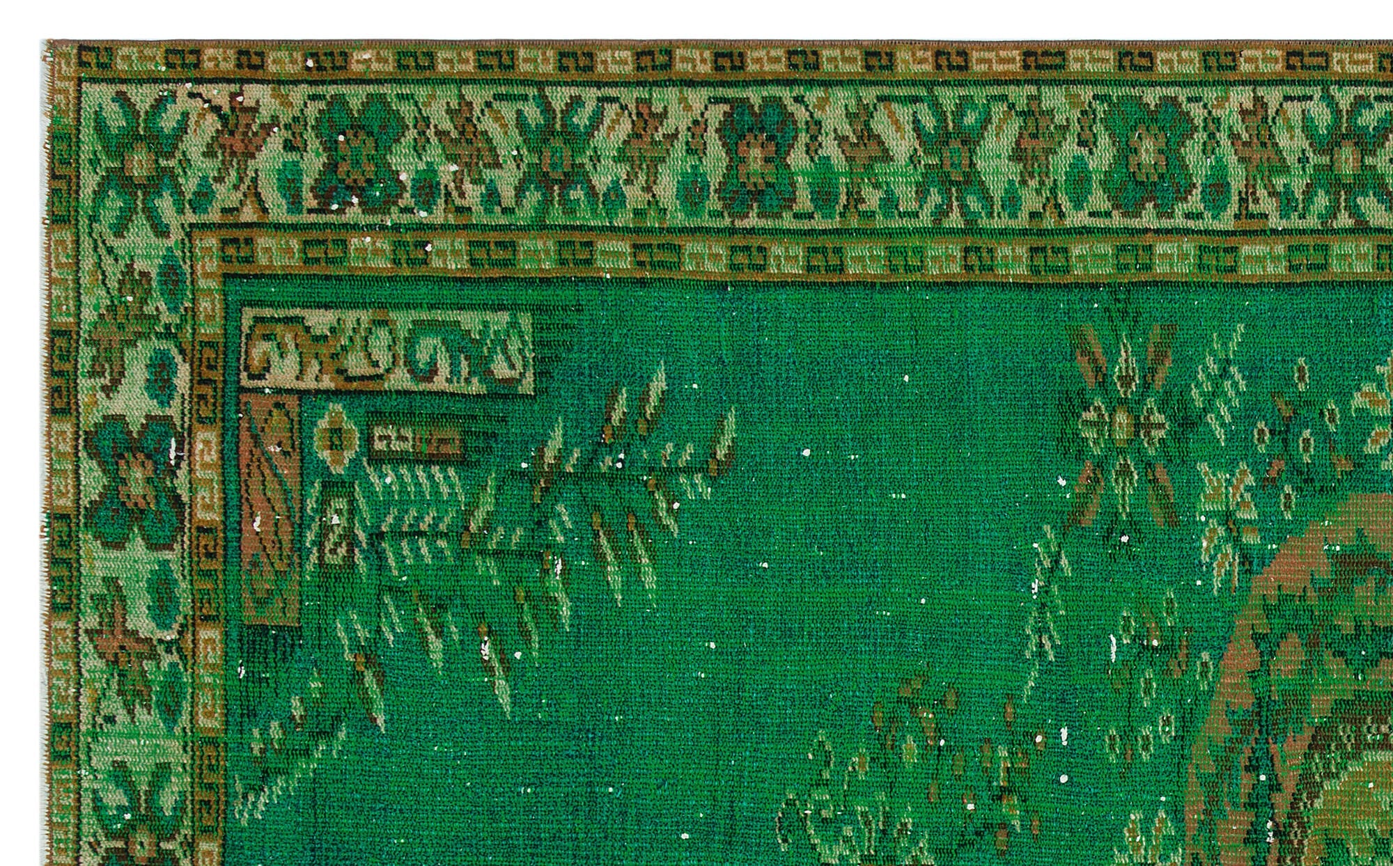 Atina Green Vintage Wool Handmade Area Rug 5'1" x 8'2"