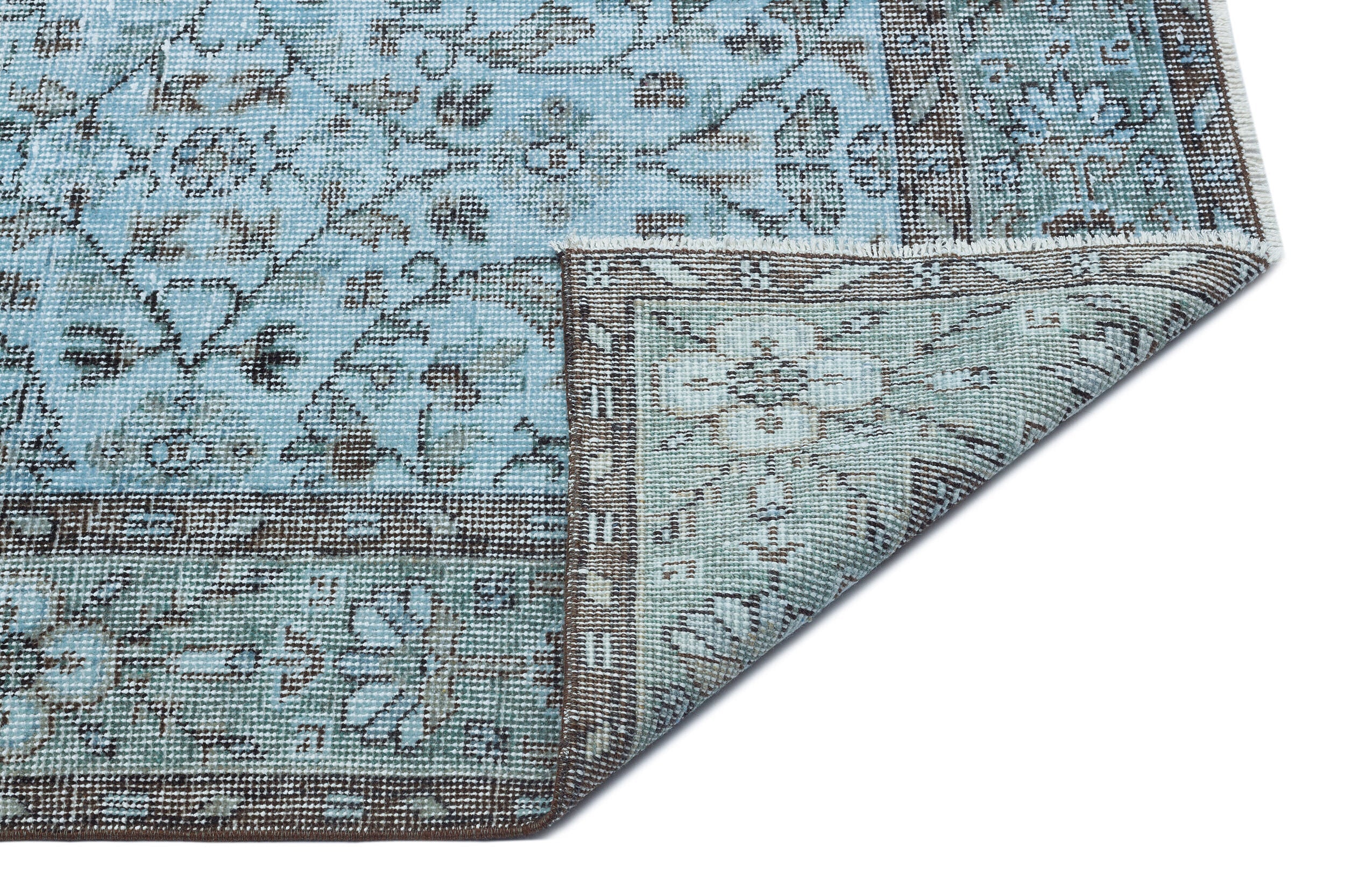 Atina Blue Vintage Wool Handmade Area Rug 6'2" x 9'8"