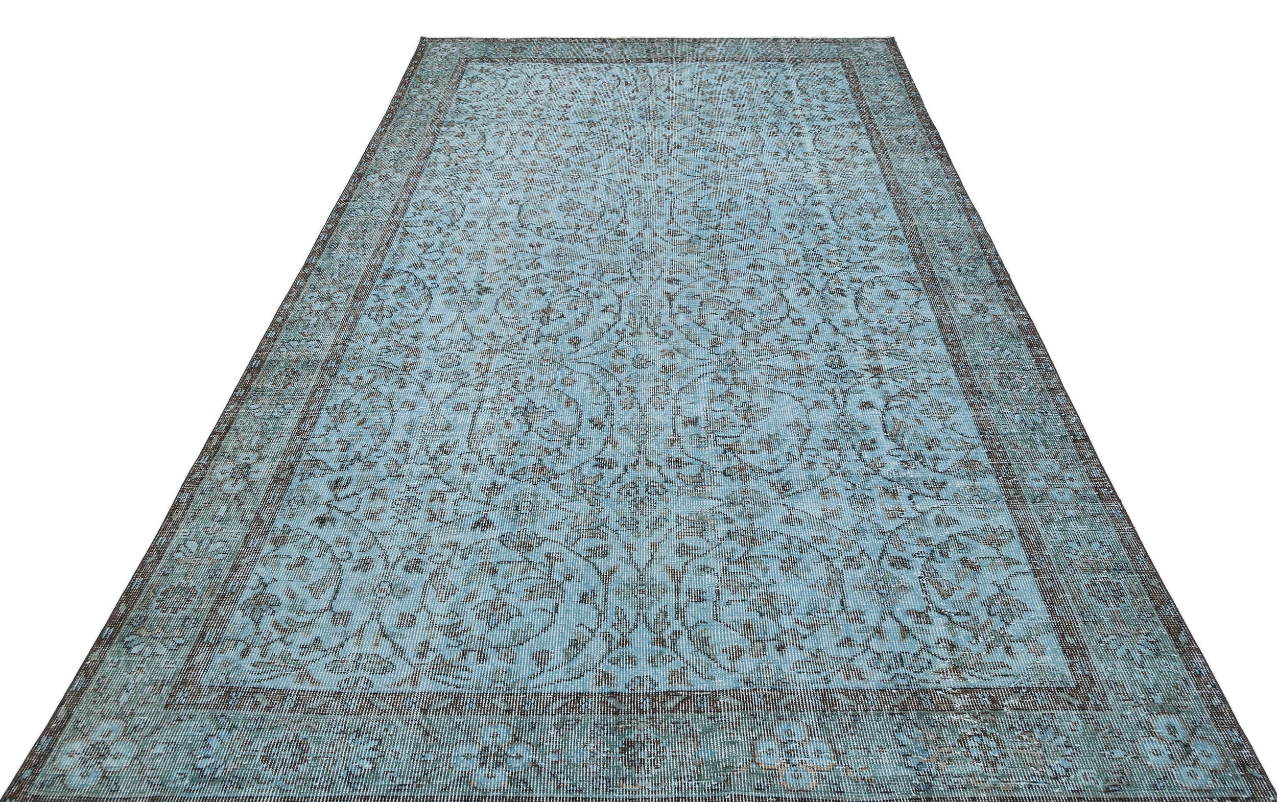 Atina Blue Vintage Wool Handmade Area Rug 6'2" x 9'8"