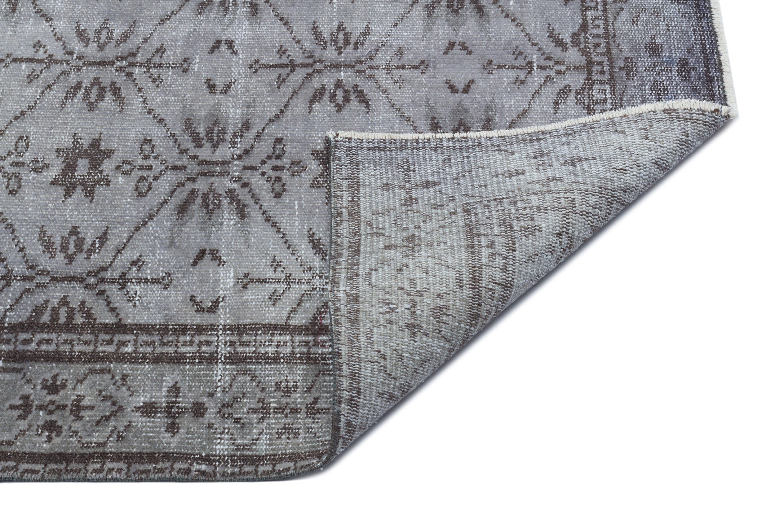 Atina Grey Vintage Wool Handmade Area Rug 5'5" x 8'8"