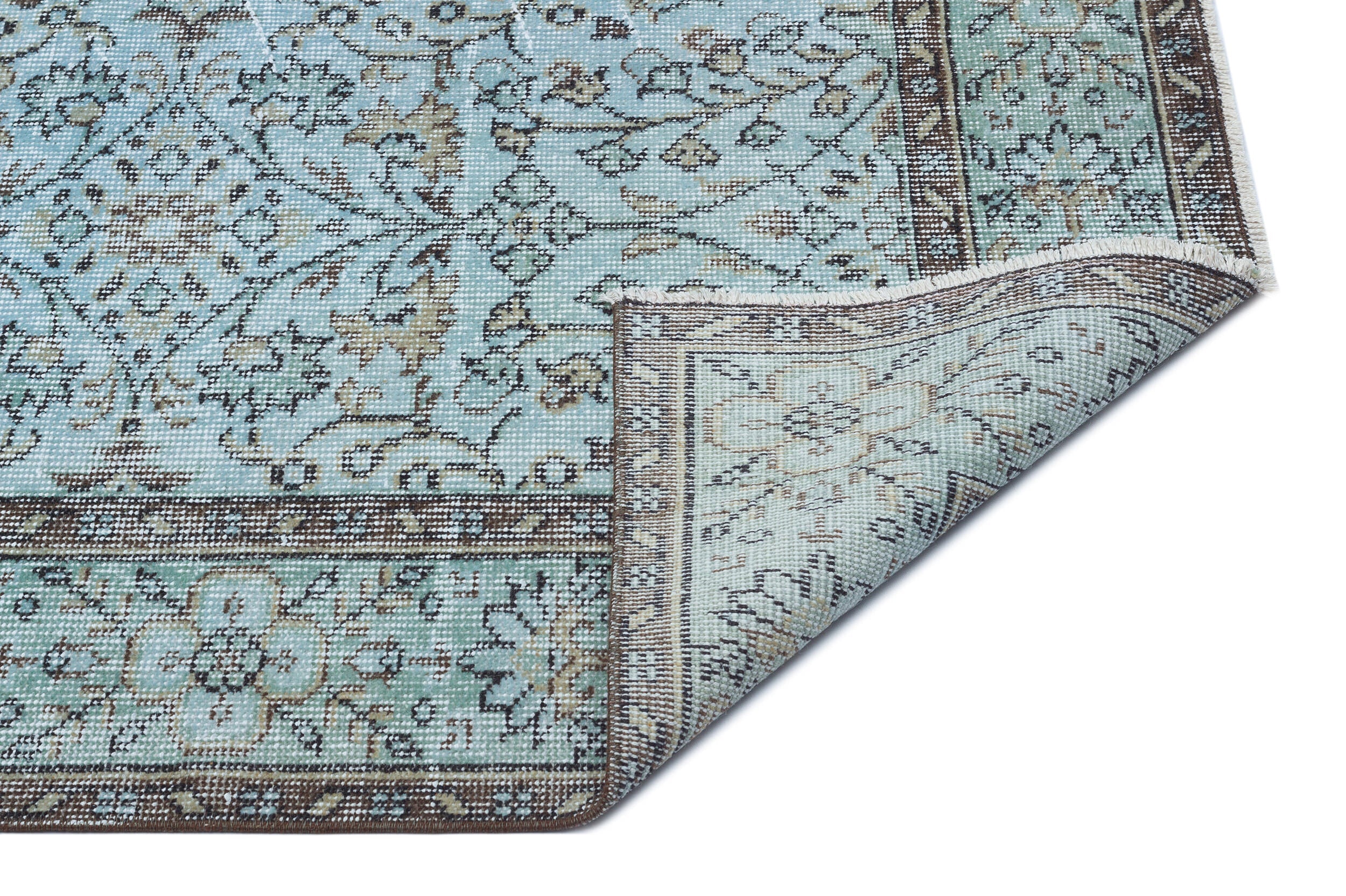 Atina Blue Vintage Wool Handmade Area Rug 5'7" x 9'1"