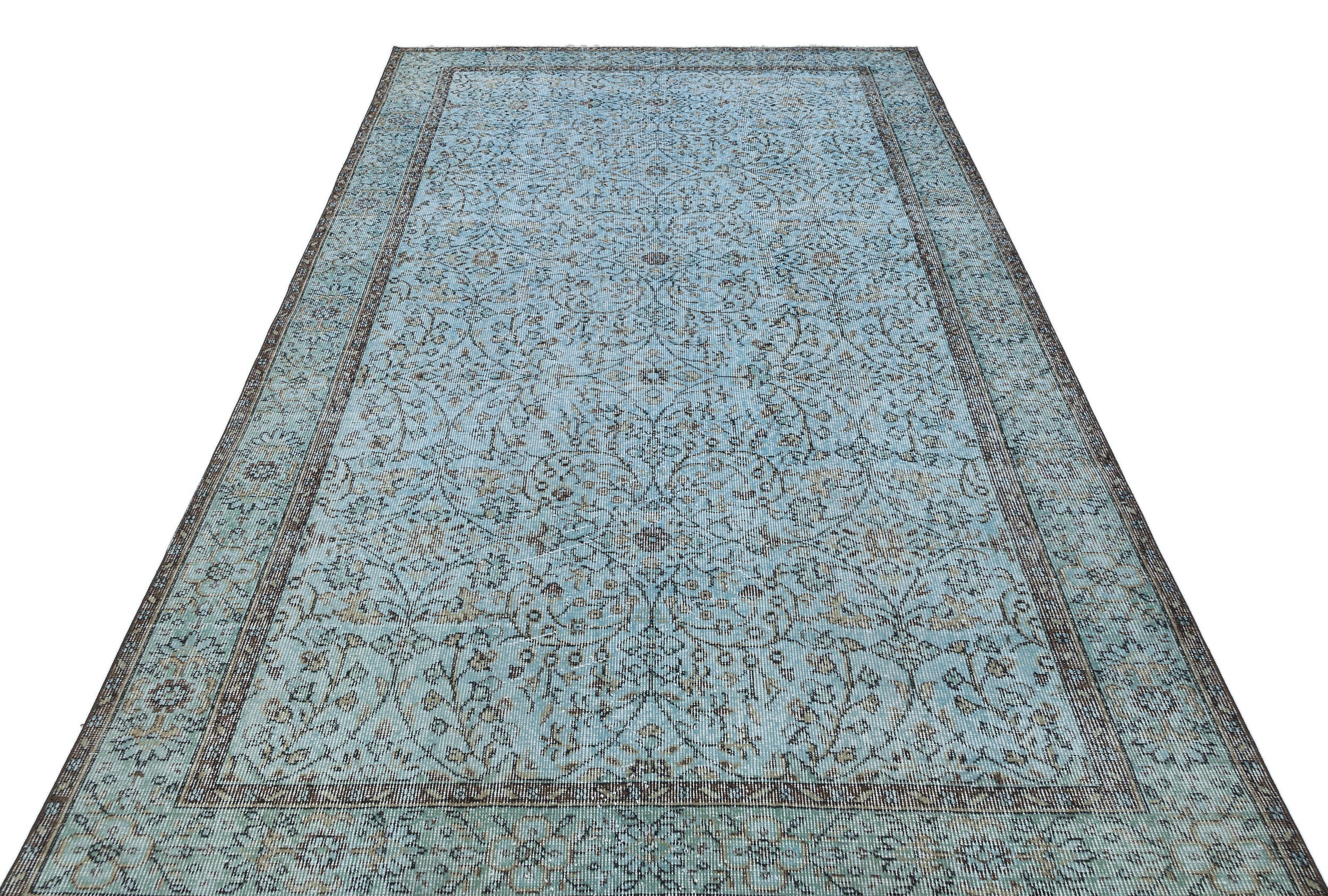 Atina Blue Vintage Wool Handmade Area Rug 5'7" x 9'1"