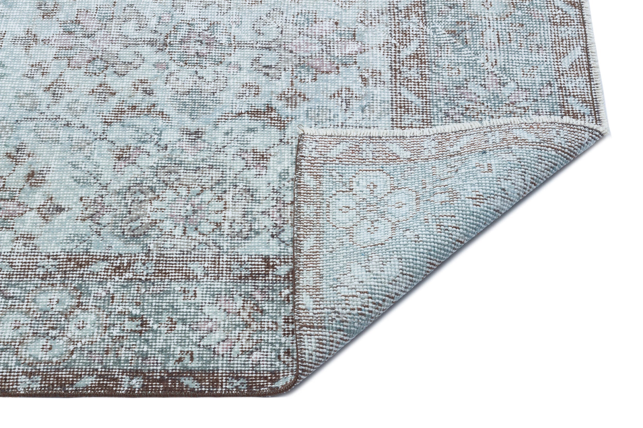 Atina Blue Vintage Wool Handmade Area Rug 5'11" x 9'5"