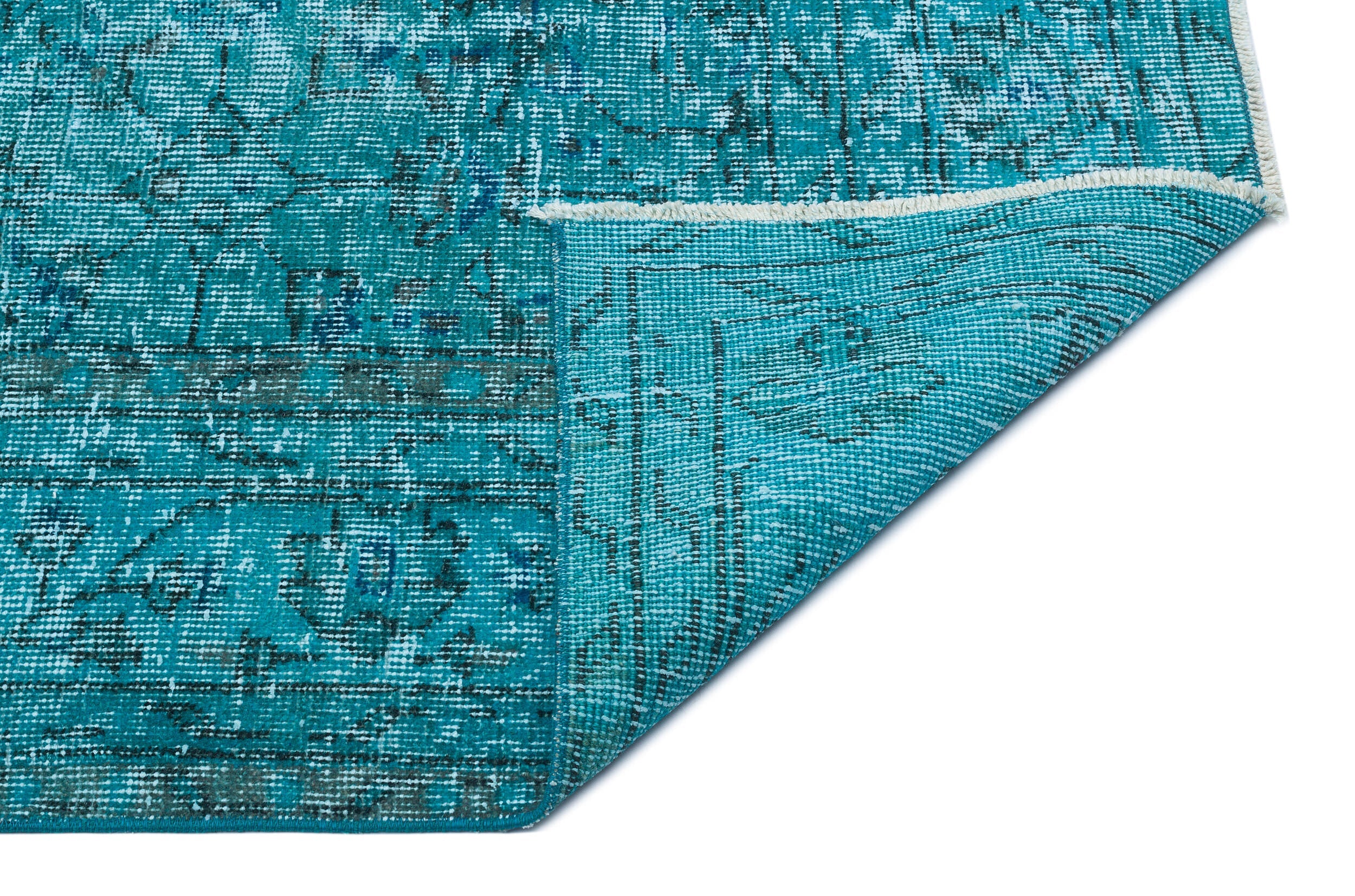Atina Turquoise Vintage Wool Handmade Area Rug 5'8" x 9'3"