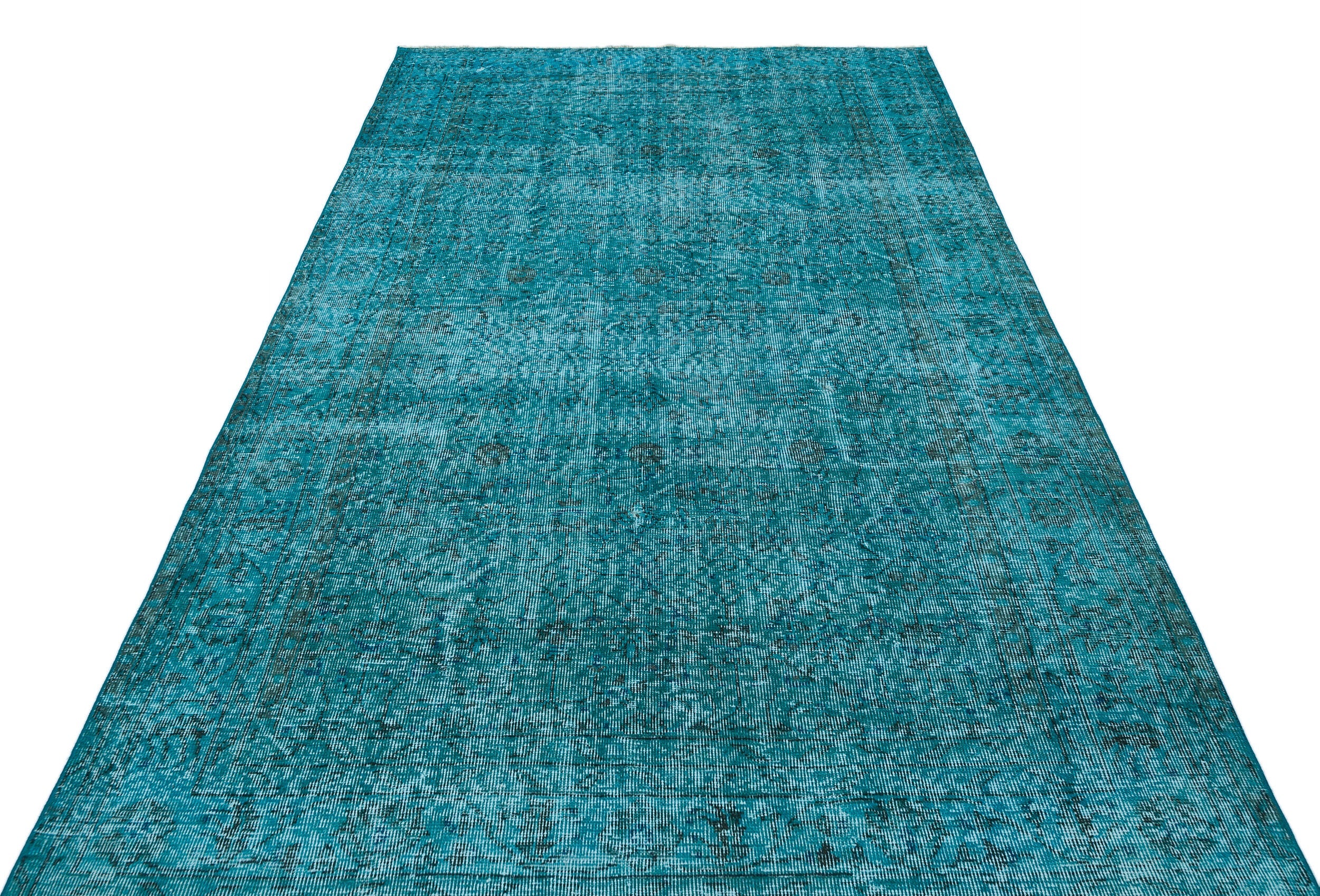Atina Turquoise Vintage Wool Handmade Area Rug 5'8" x 9'3"