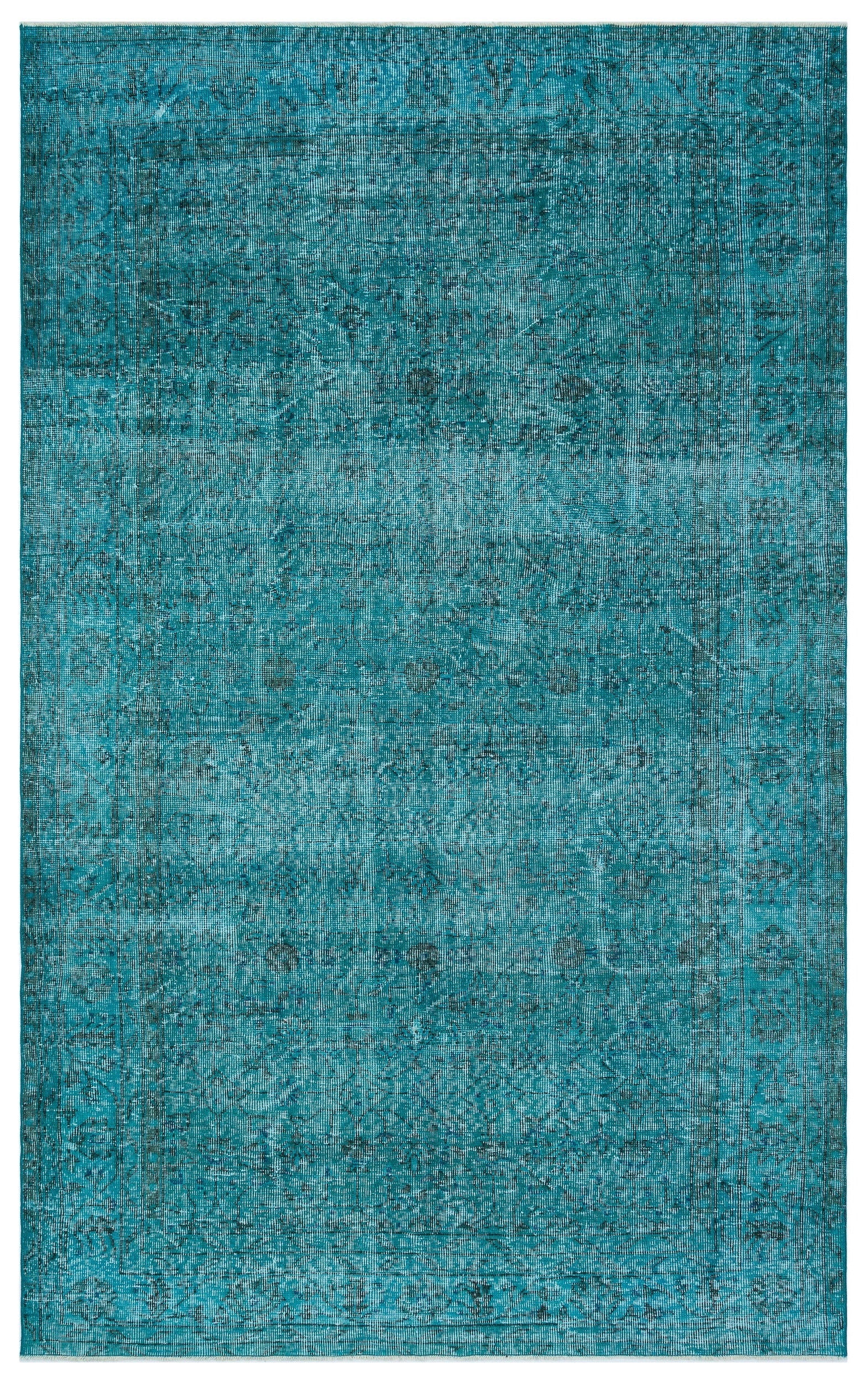 Atina Turquoise Vintage Wool Handmade Area Rug 5'8" x 9'3"