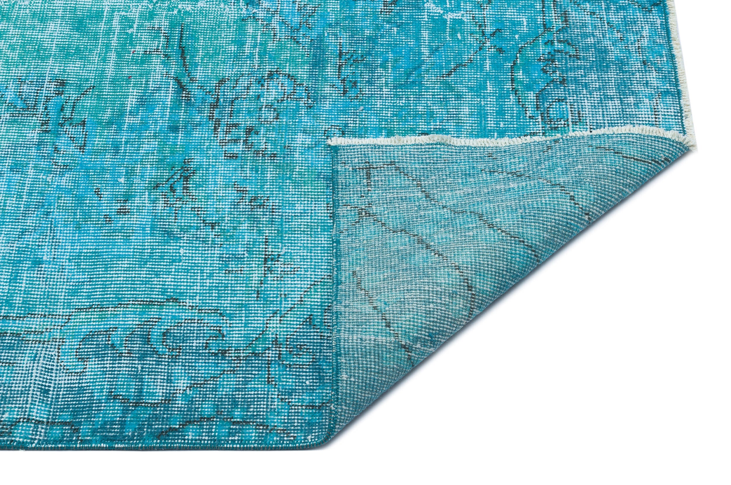 Atina Turquoise Vintage Wool Handmade Area Rug 6'3" x 9'5"
