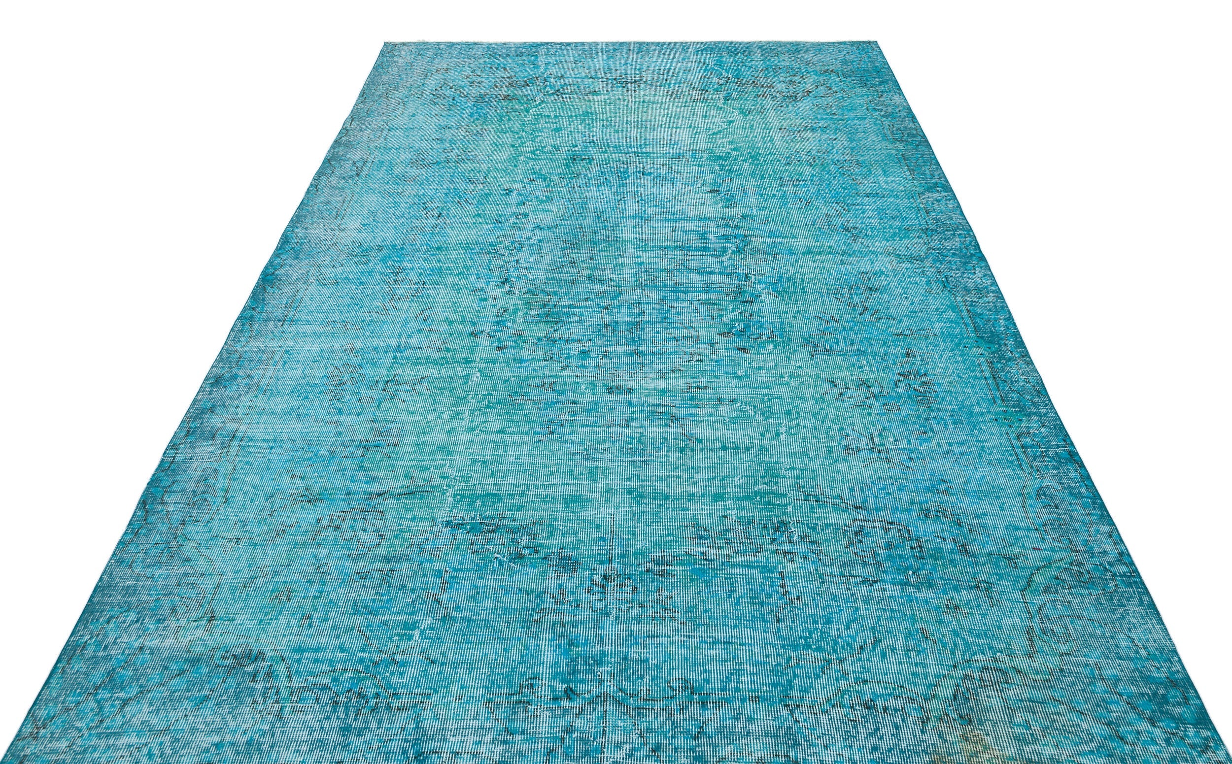 Atina Turquoise Vintage Wool Handmade Area Rug 6'3" x 9'5"