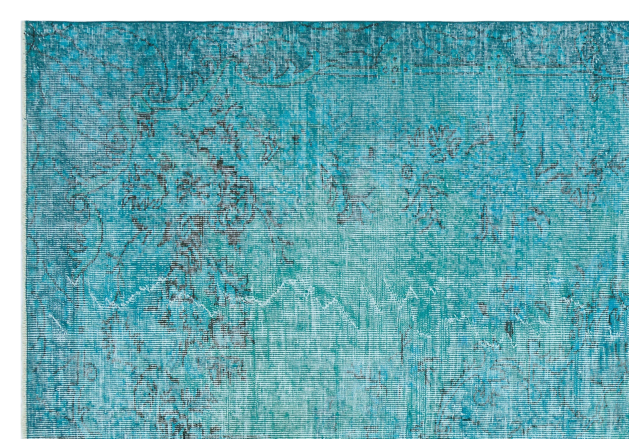 Atina Turquoise Vintage Wool Handmade Area Rug 6'3" x 9'5"
