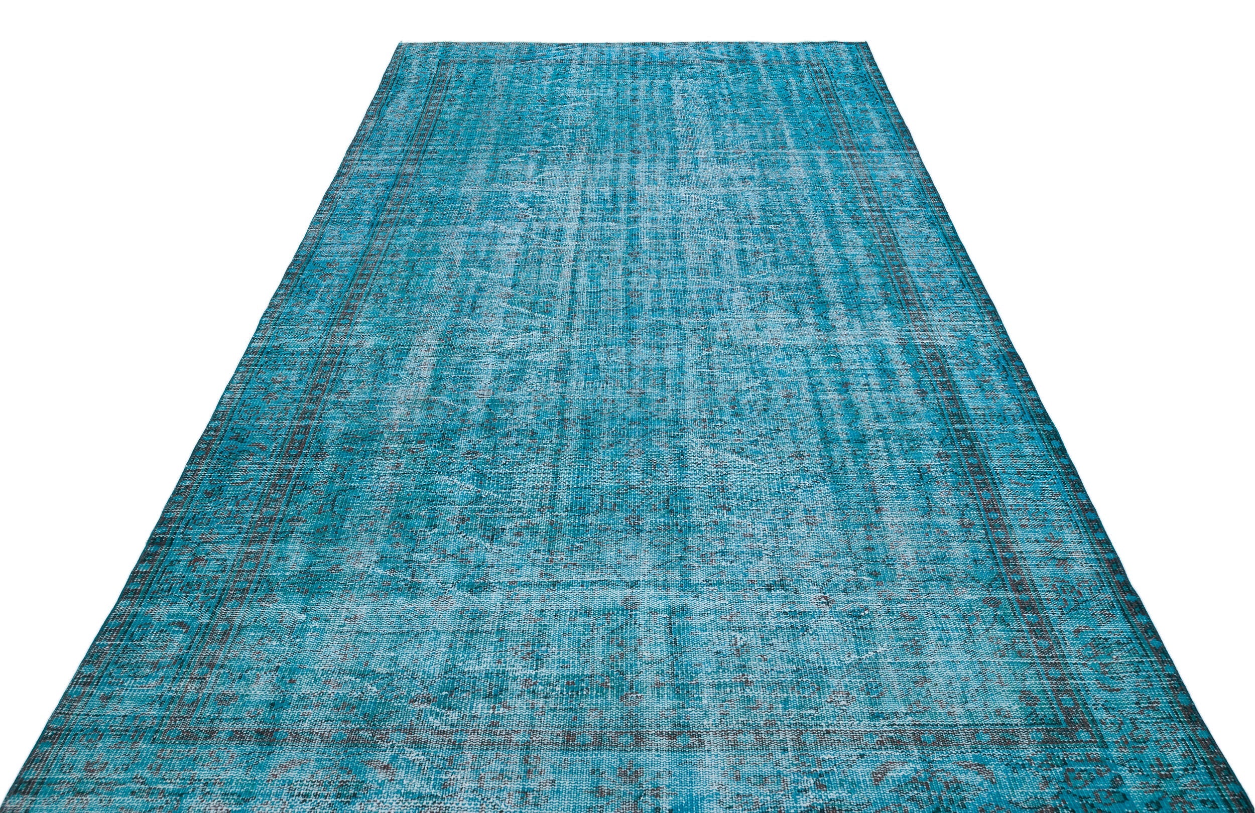 Atina Turquoise Vintage Wool Handmade Area Rug 5'11" x 9'7"