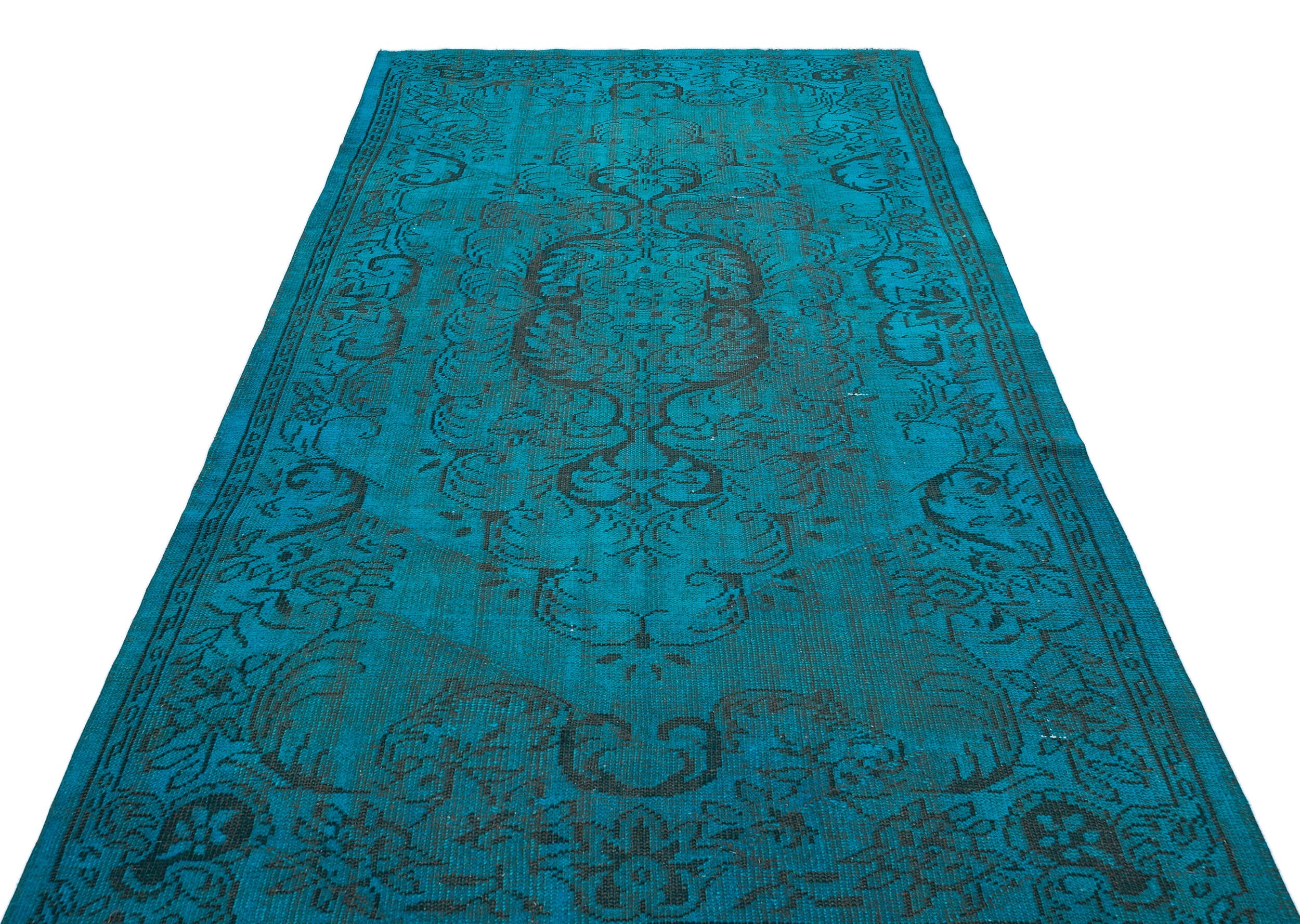 Atina Turquoise Vintage Wool Handmade Area Rug 5'5" x 9'4"