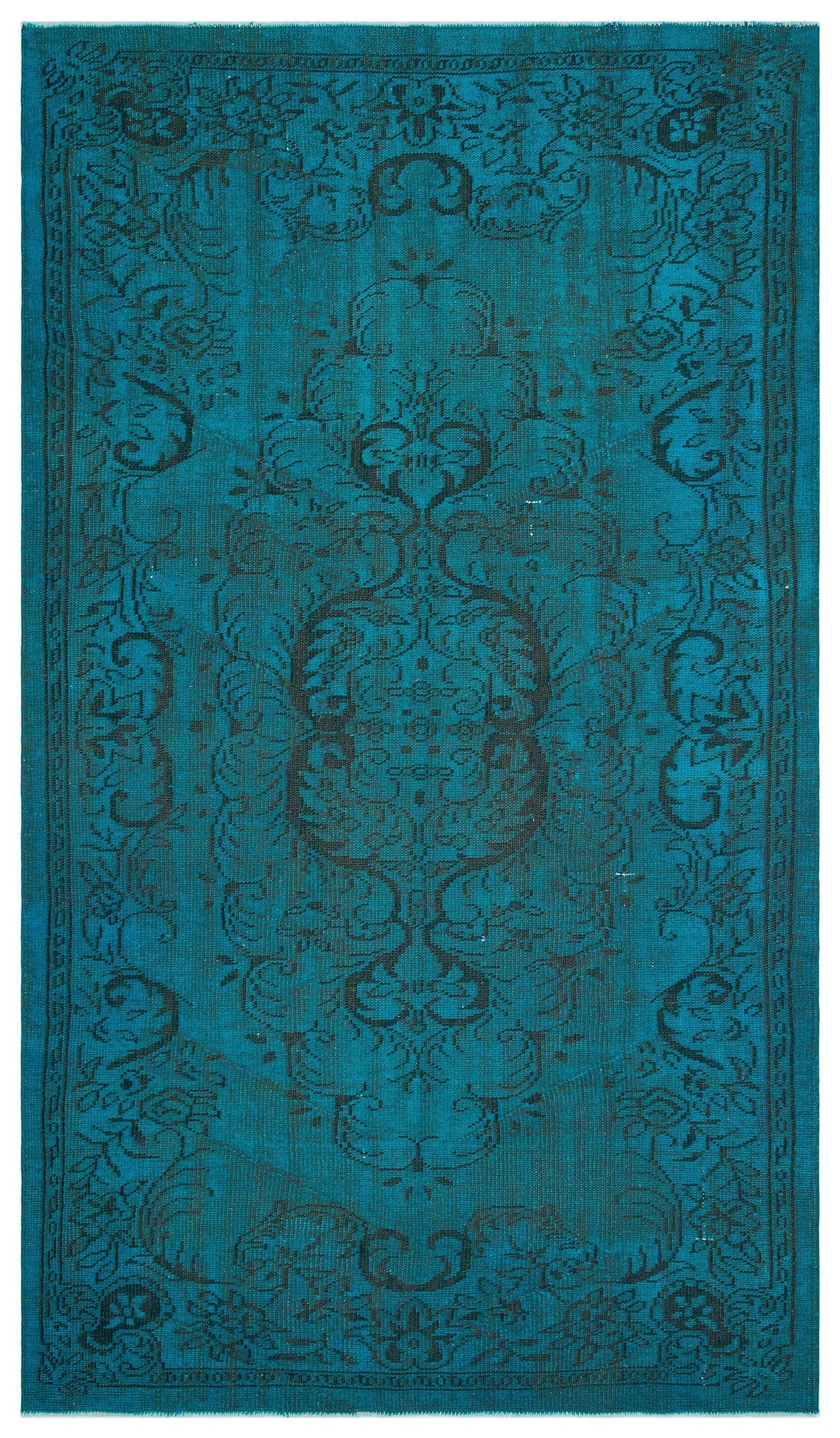 Atina Turquoise Vintage Wool Handmade Area Rug 5'5" x 9'4"