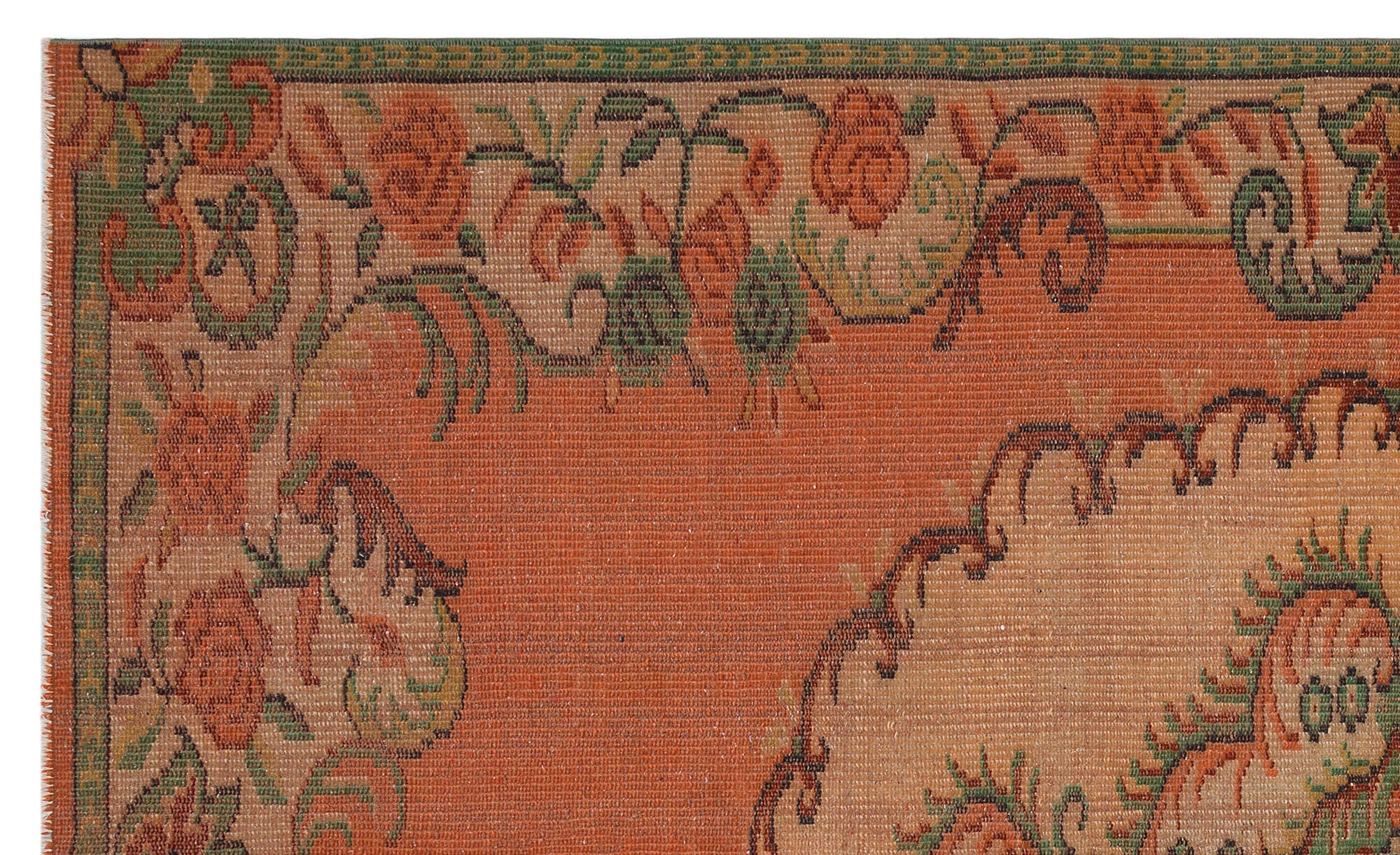 Atina Orange Vintage Wool Handmade Area Rug 5'3" x 8'11"