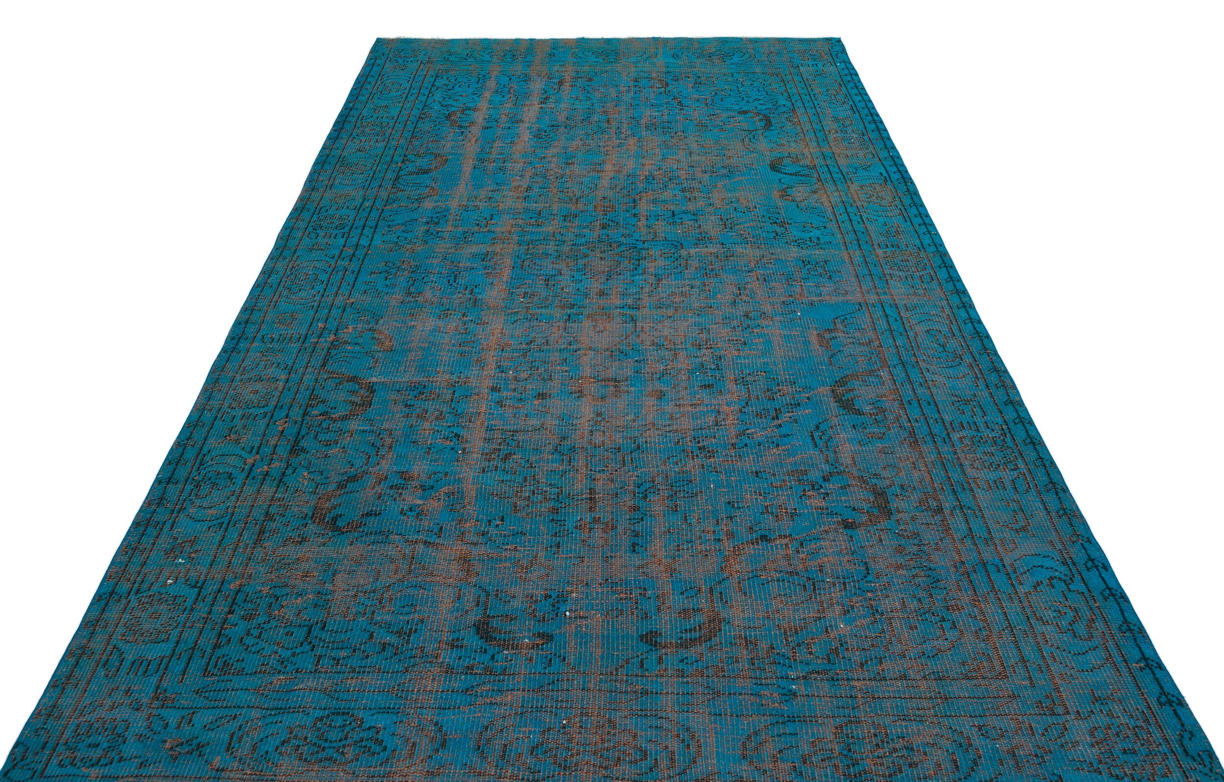Atina Turquoise Vintage Wool Handmade Area Rug 6'2" x 10'1"