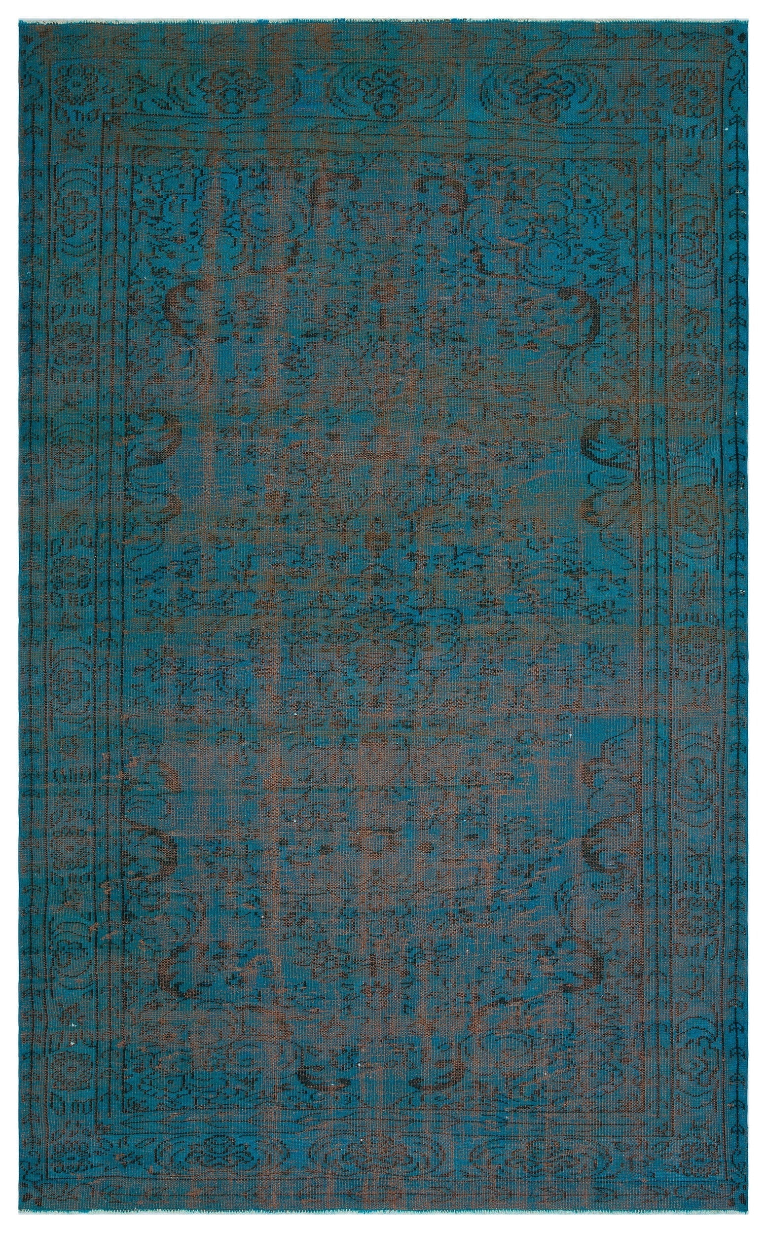Atina Turquoise Vintage Wool Handmade Area Rug 6'2" x 10'1"