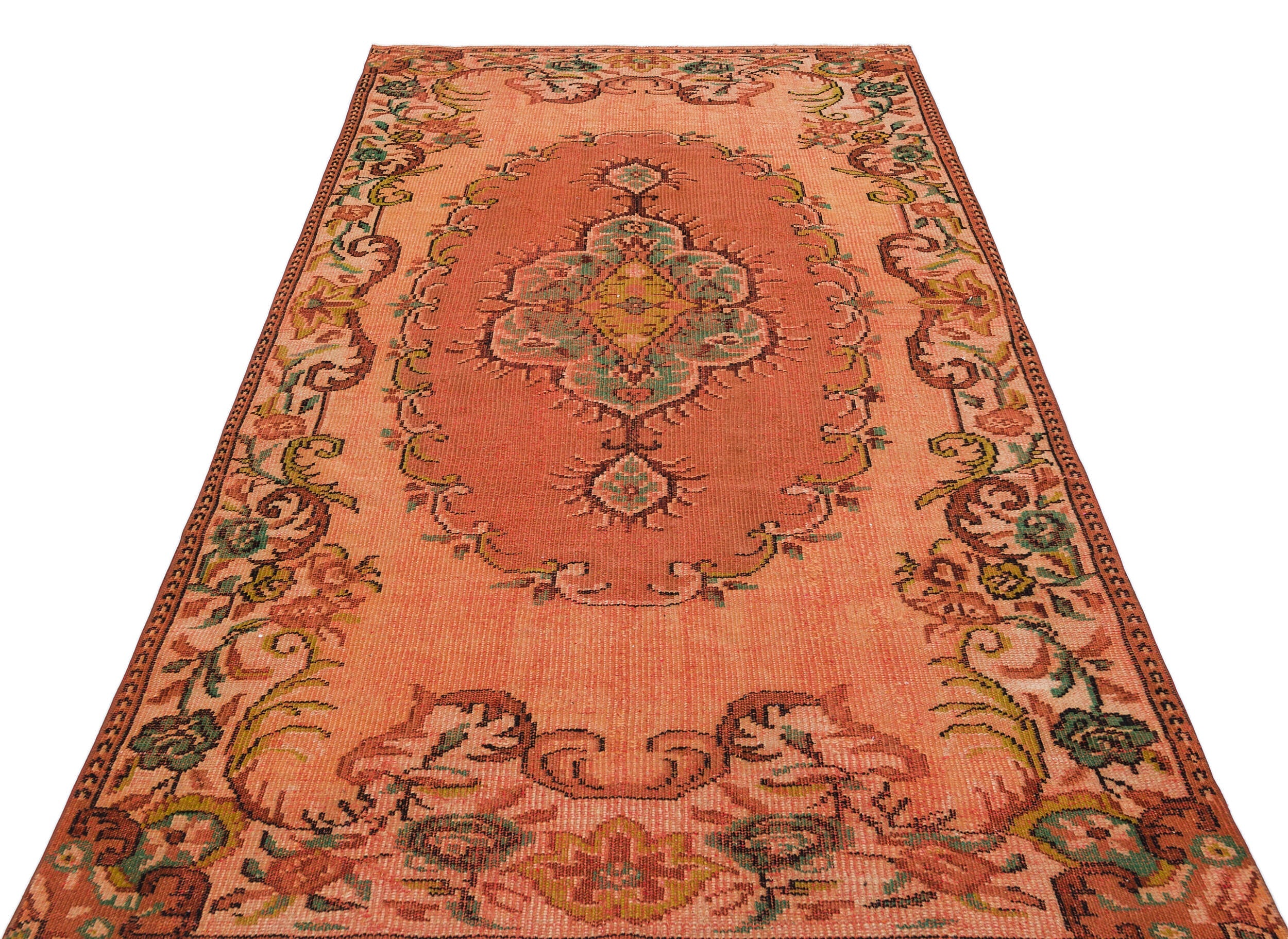 Atina Orange Vintage Wool Handmade Area Rug 5'0" x 8'6"