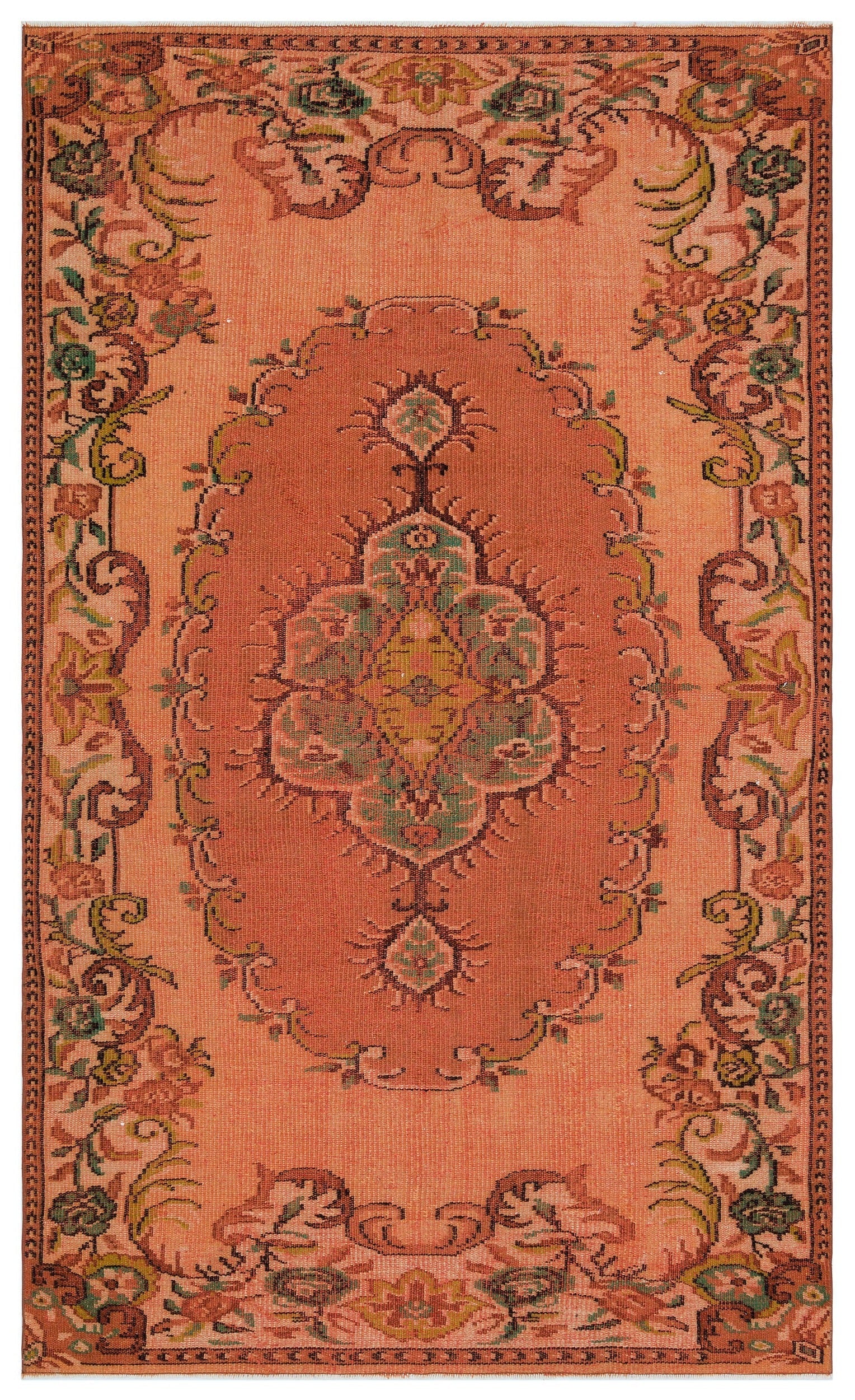 Atina Orange Vintage Wool Handmade Area Rug 5'0" x 8'6"