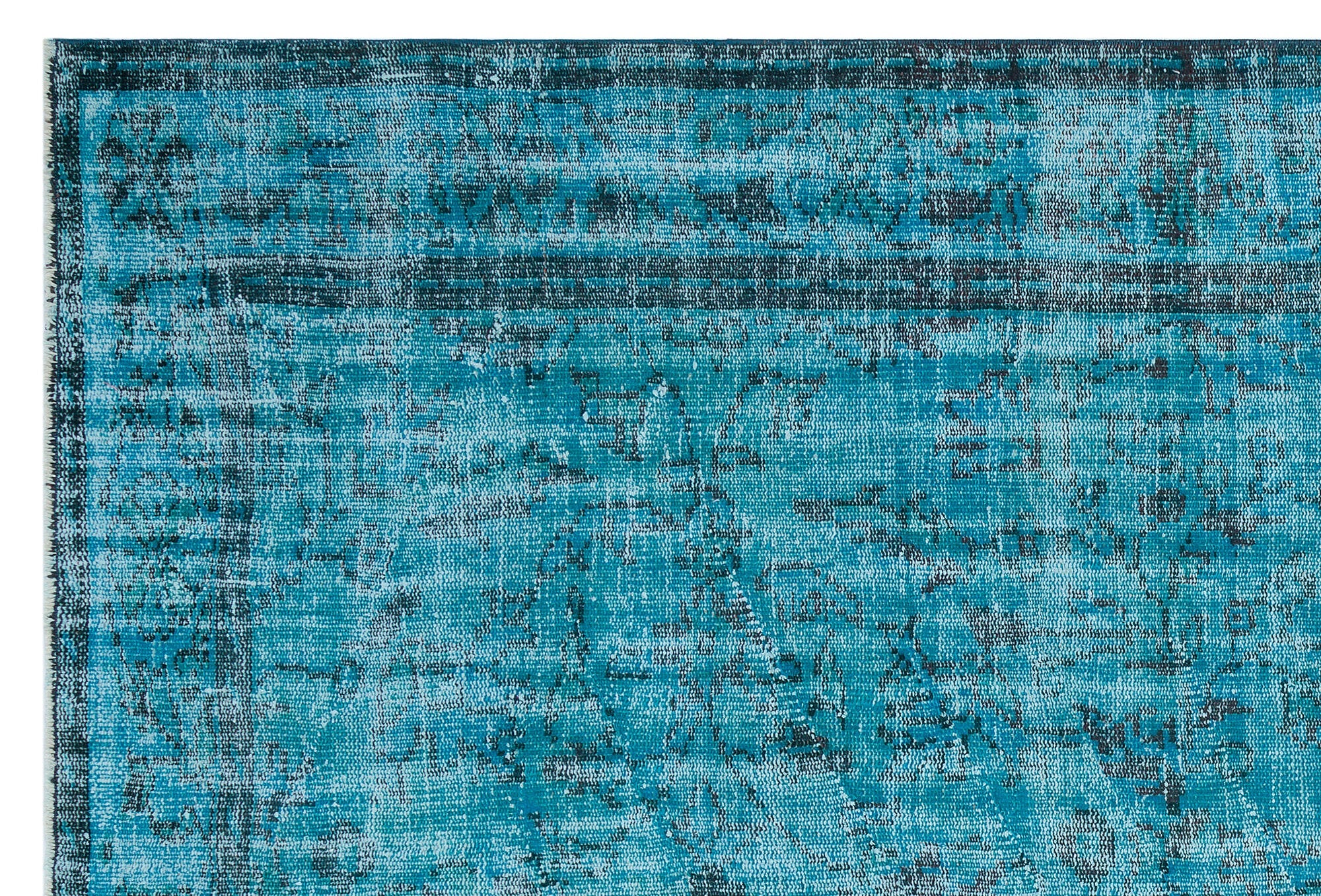 Atina Turquoise Vintage Wool Handmade Area Rug 6'5" x 9'1"