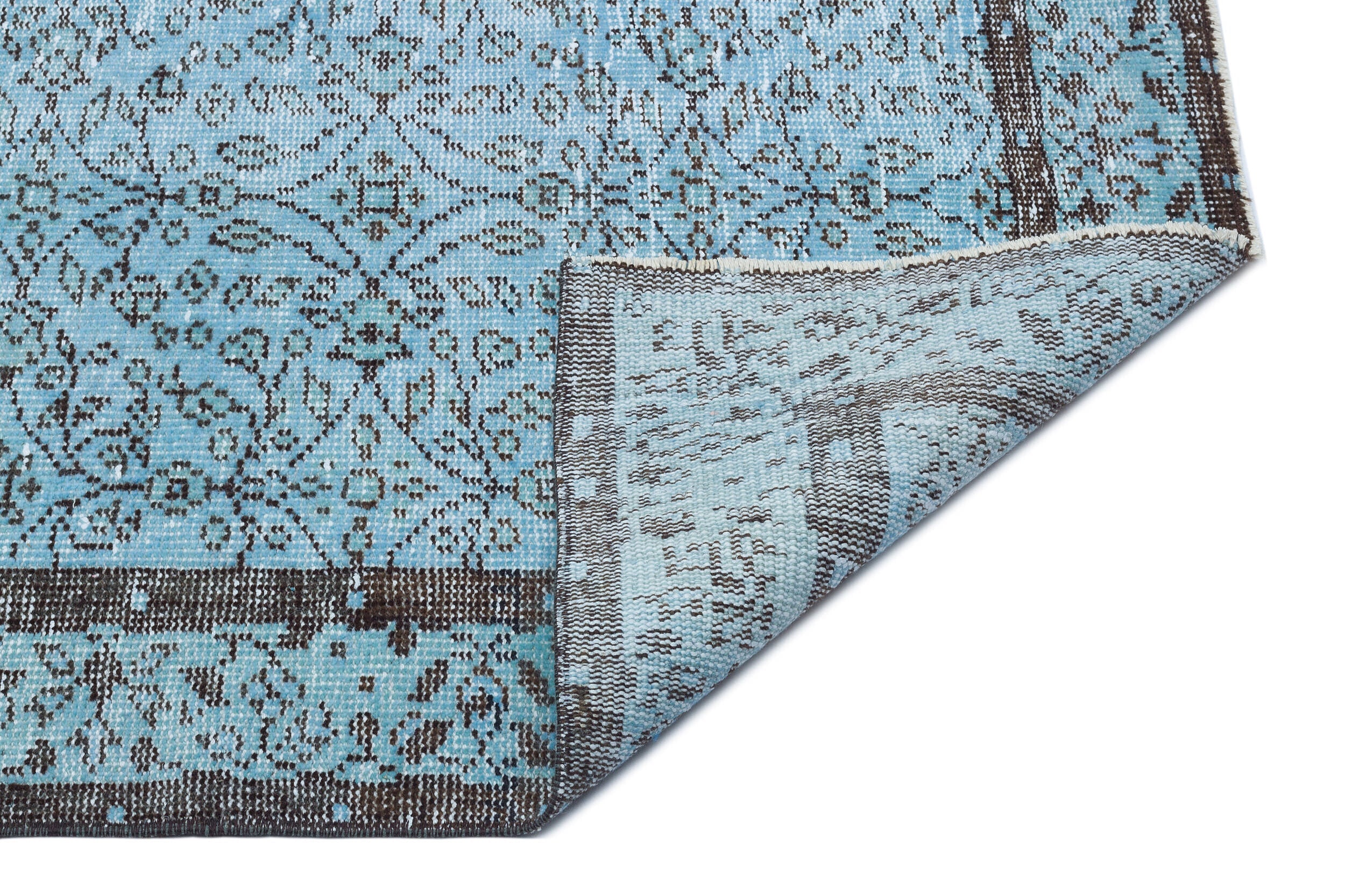 Atina Turquoise Vintage Wool Handmade Area Rug 4'8" x 8'6"