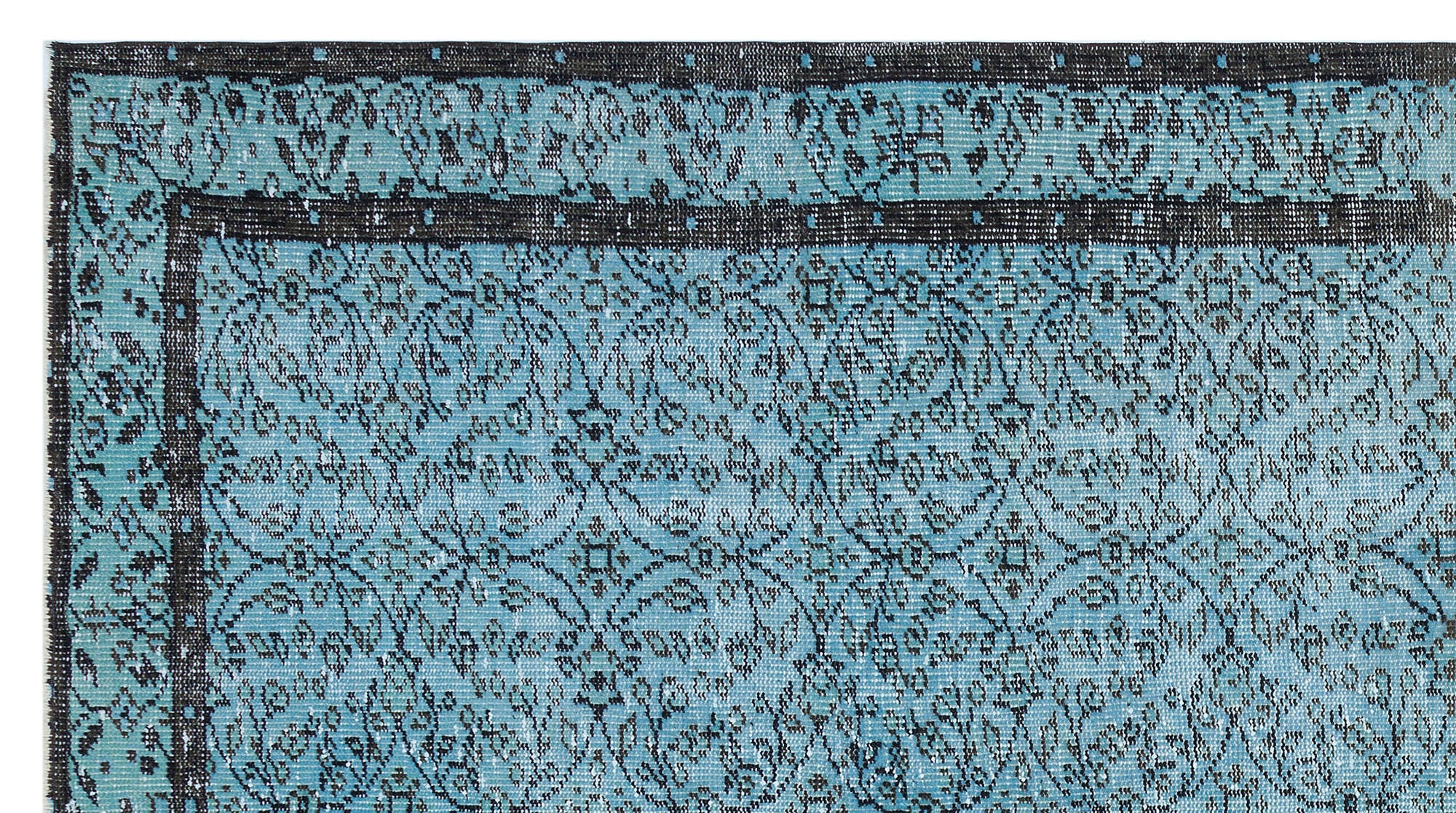Atina Turquoise Vintage Wool Handmade Area Rug 4'8" x 8'6"