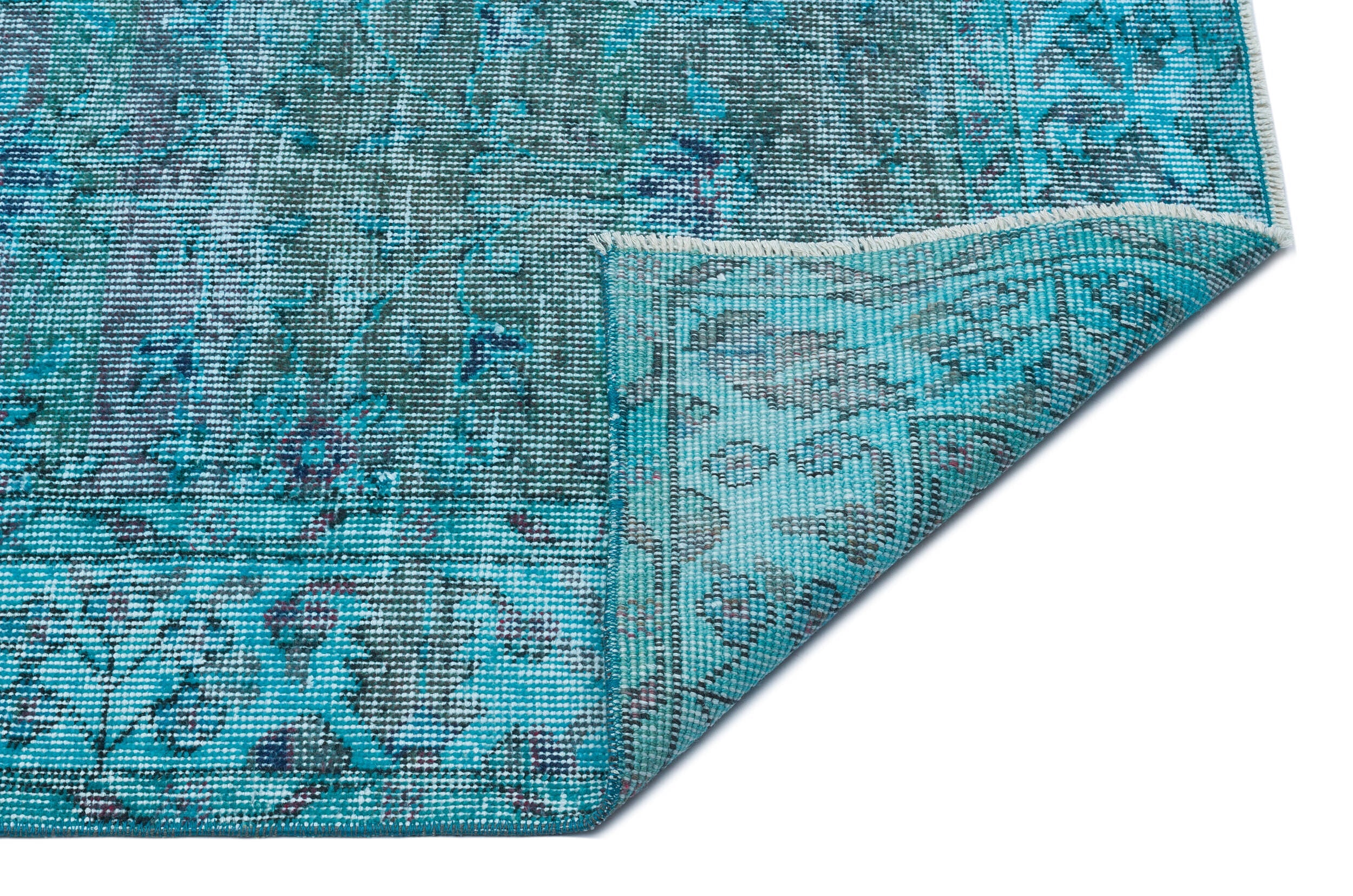 Atina Turquoise Vintage Wool Handmade Area Rug 5'3" x 9'1"