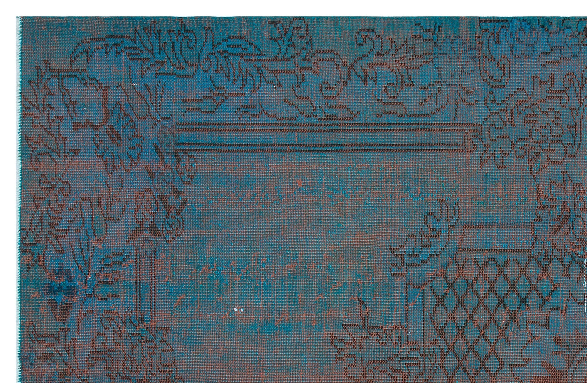 Atina Turquoise Vintage Wool Handmade Area Rug 4'9" x 10'0"