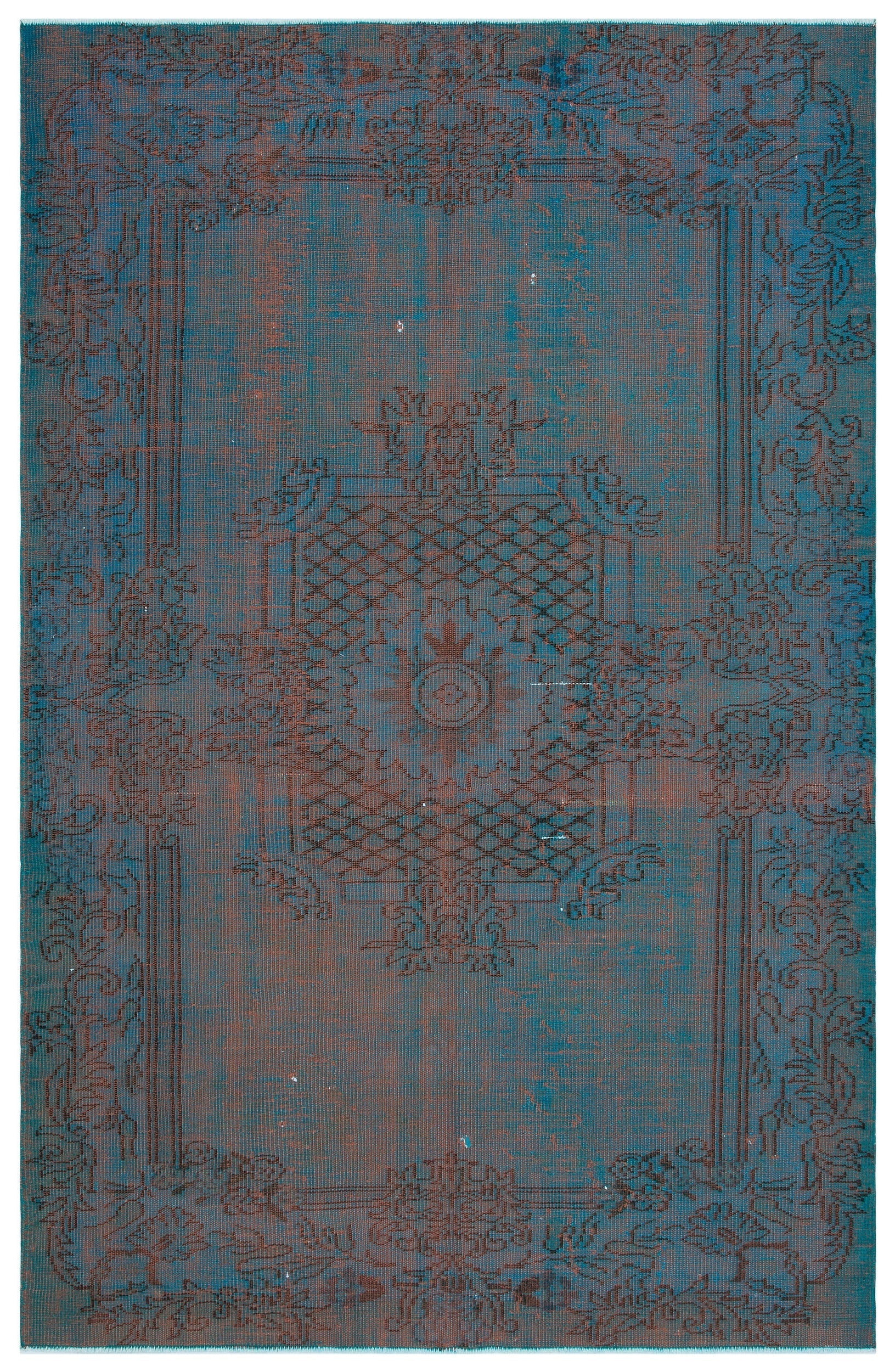 Atina Turquoise Vintage Wool Handmade Area Rug 4'9" x 10'0"