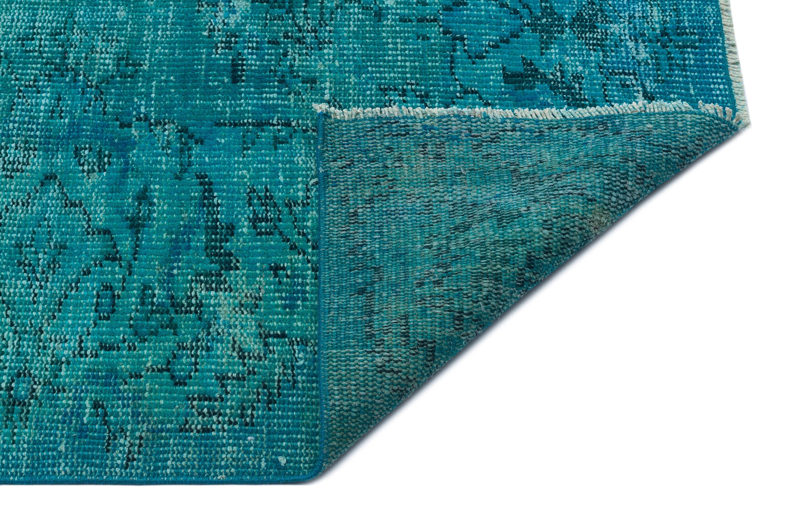 Atina Turquoise Vintage Wool Handmade Area Rug 7'4" x 8'2"