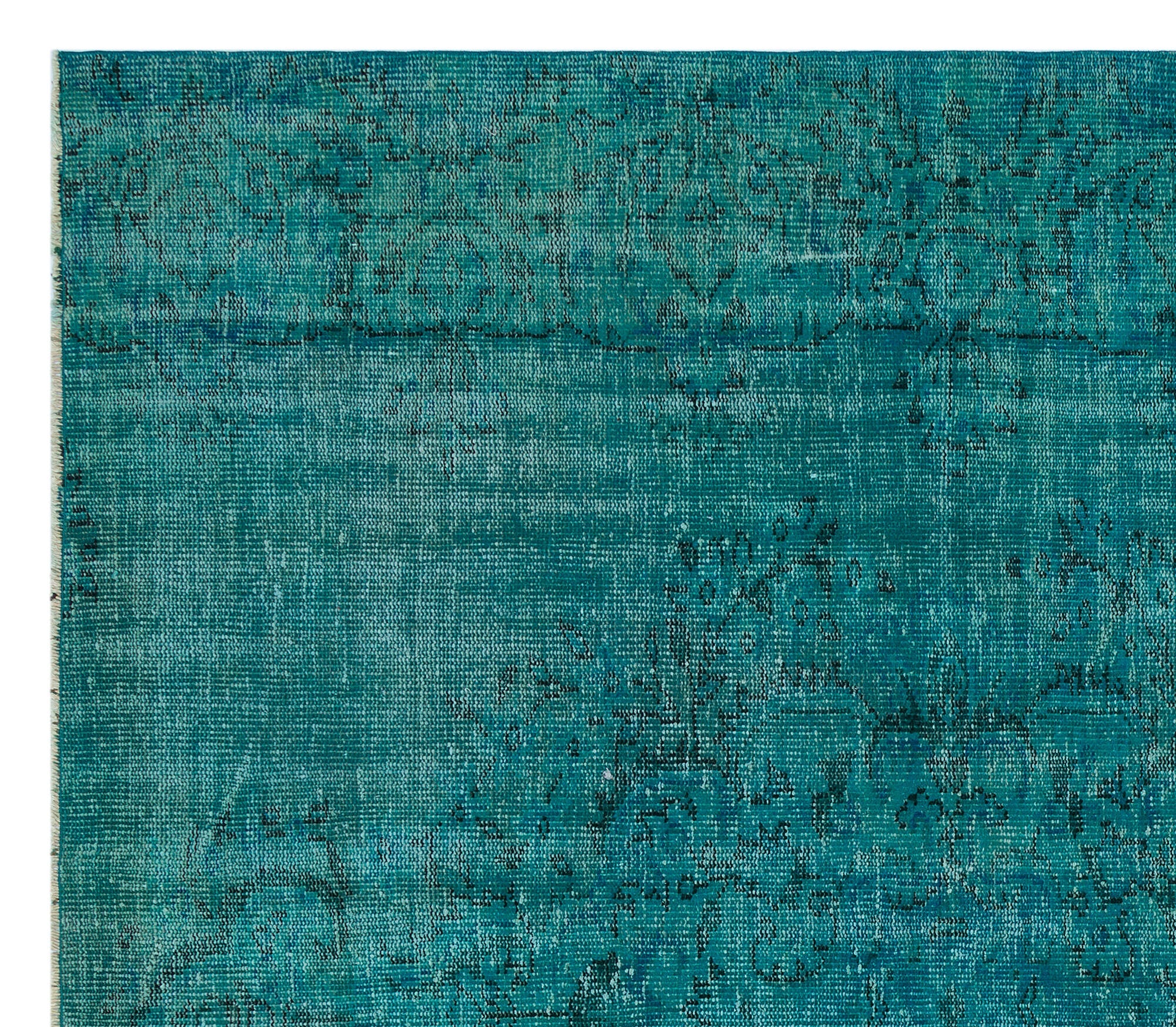 Atina Turquoise Vintage Wool Handmade Area Rug 7'4" x 8'2"