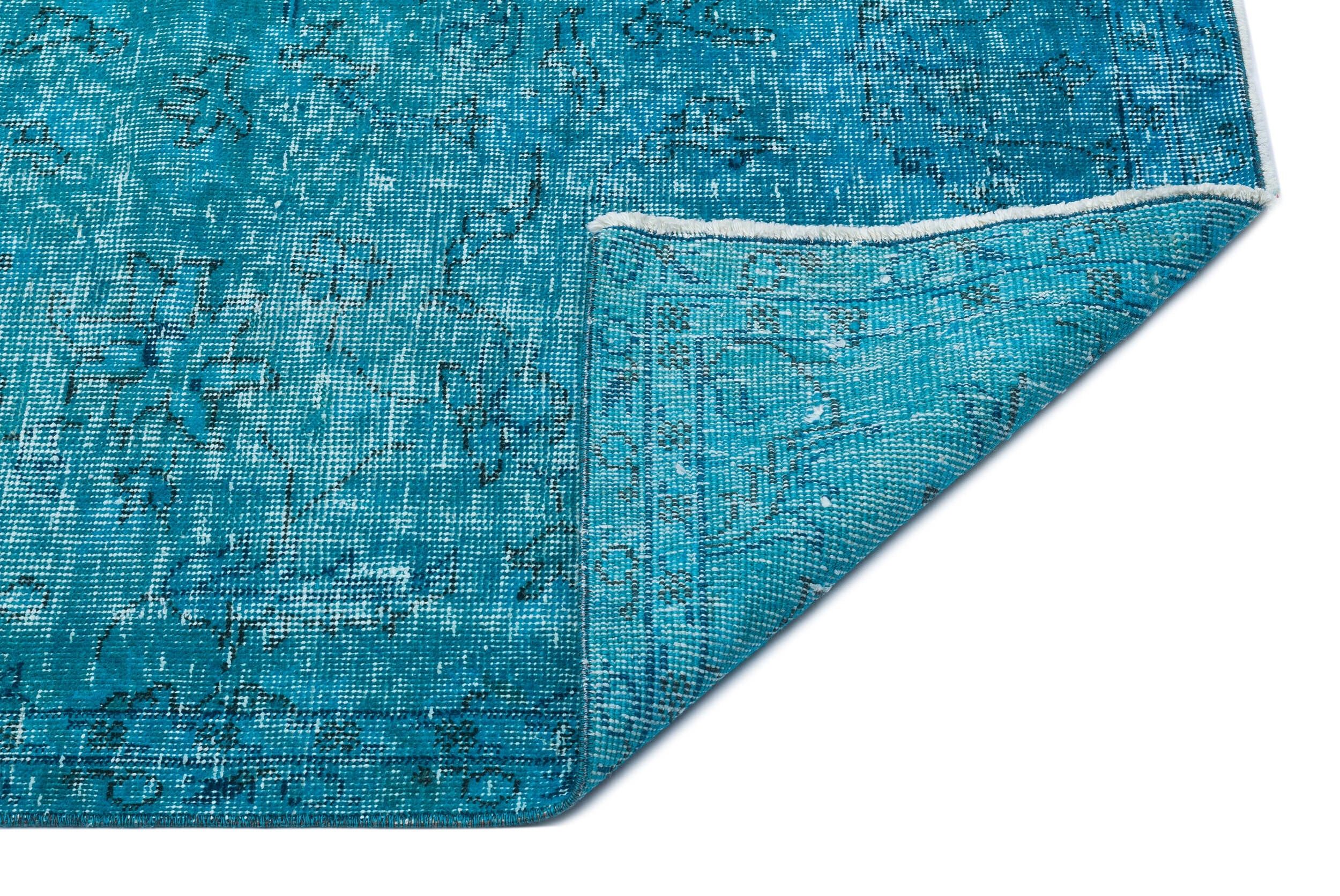 Atina Turquoise Vintage Wool Handmade Area Rug 4'11" x 8'6"