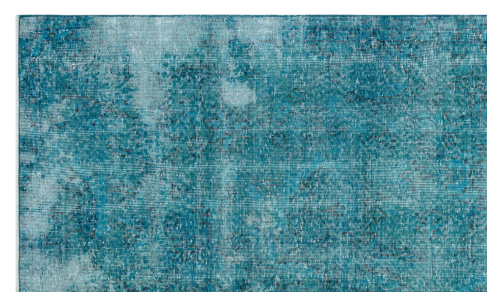 Atina Turquoise Vintage Wool Handmade Area Rug 4'11" x 8'6"