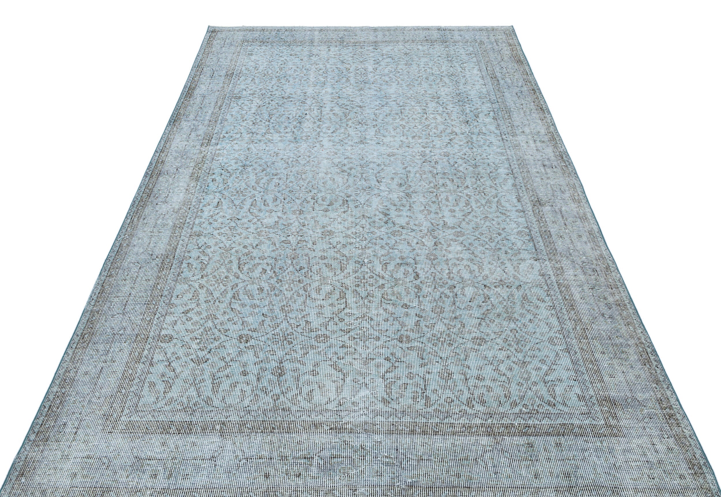 Atina Blue Vintage Wool Handmade Area Rug 5'5" x 8'6"