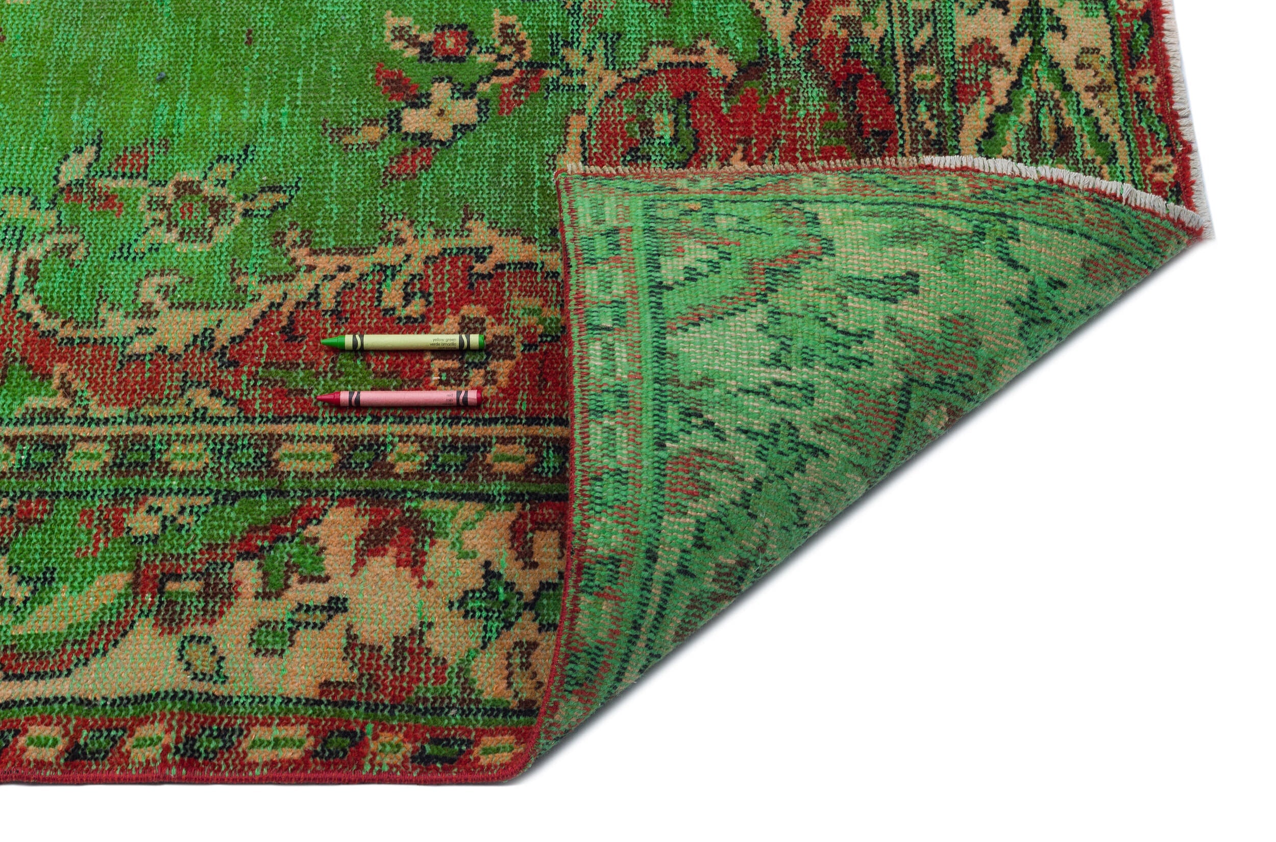 Atina Green Vintage Wool Handmade Area Rug 5'2" x 9'4"