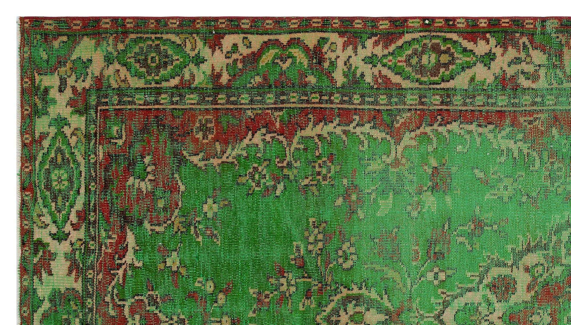 Atina Green Vintage Wool Handmade Area Rug 5'2" x 9'4"