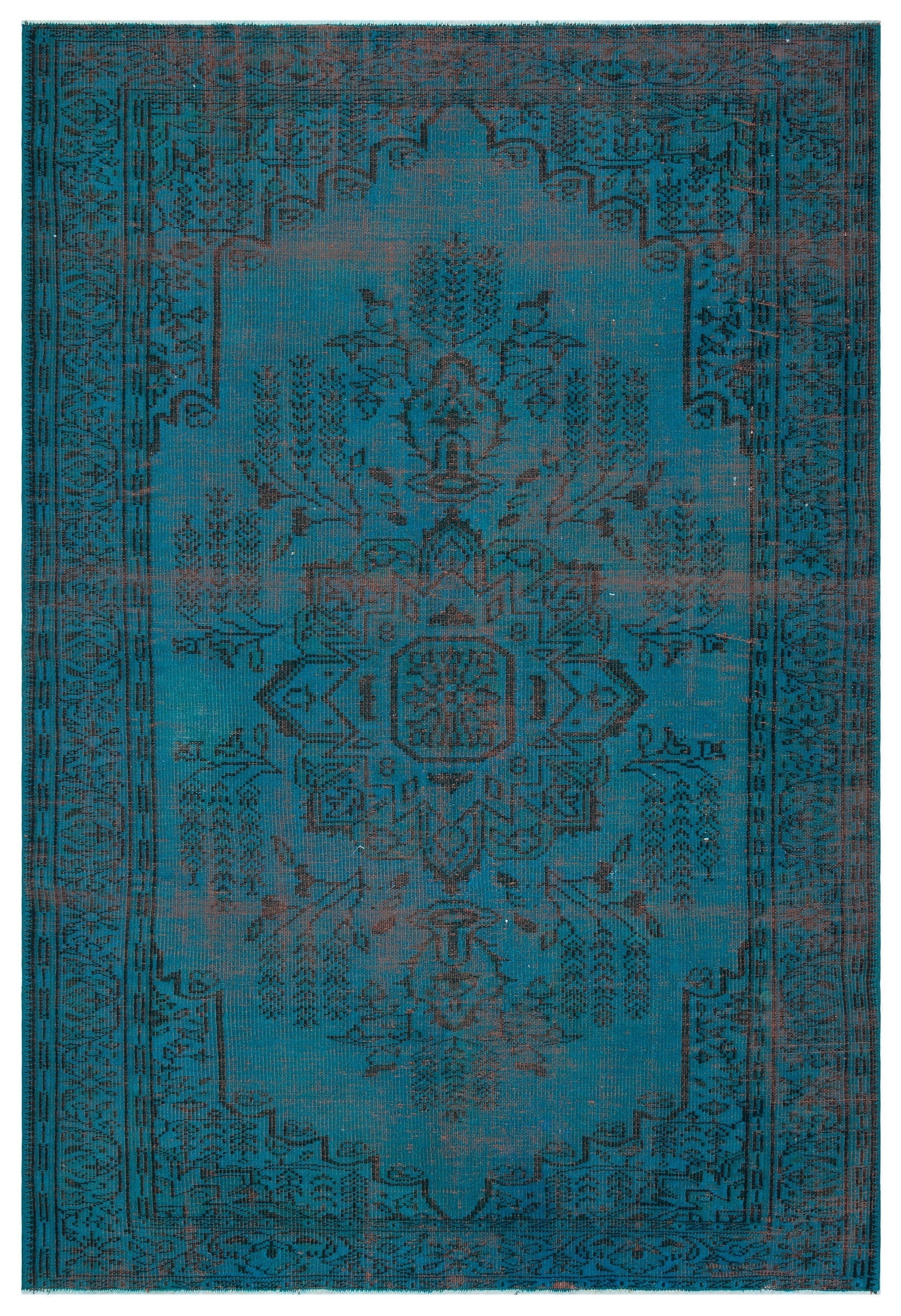 Atina Turquoise Vintage Wool Handmade Area Rug 6'0" x 8'8"
