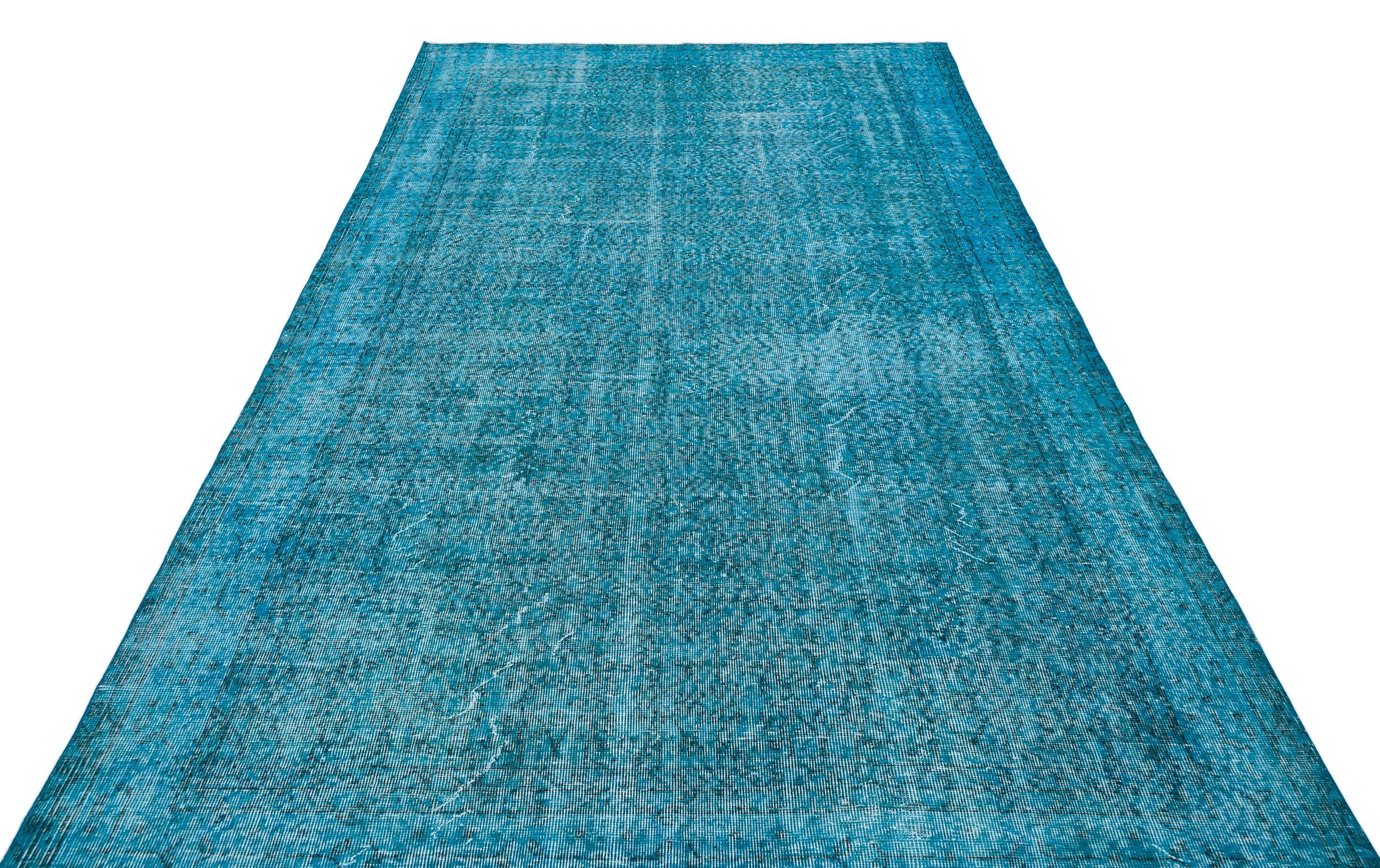 Atina Turquoise Vintage Wool Handmade Area Rug 6'4" x 10'1"