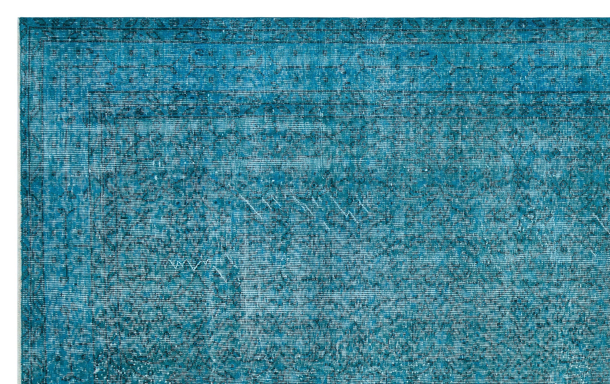Atina Turquoise Vintage Wool Handmade Area Rug 6'4" x 10'1"