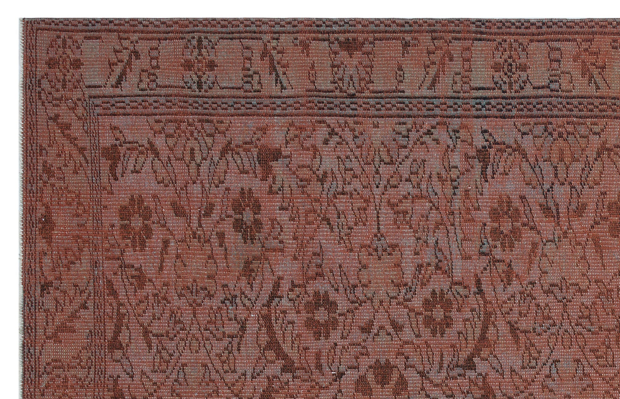 Atina Brown Vintage Wool Handmade Area Rug 5'10" x 9'9"