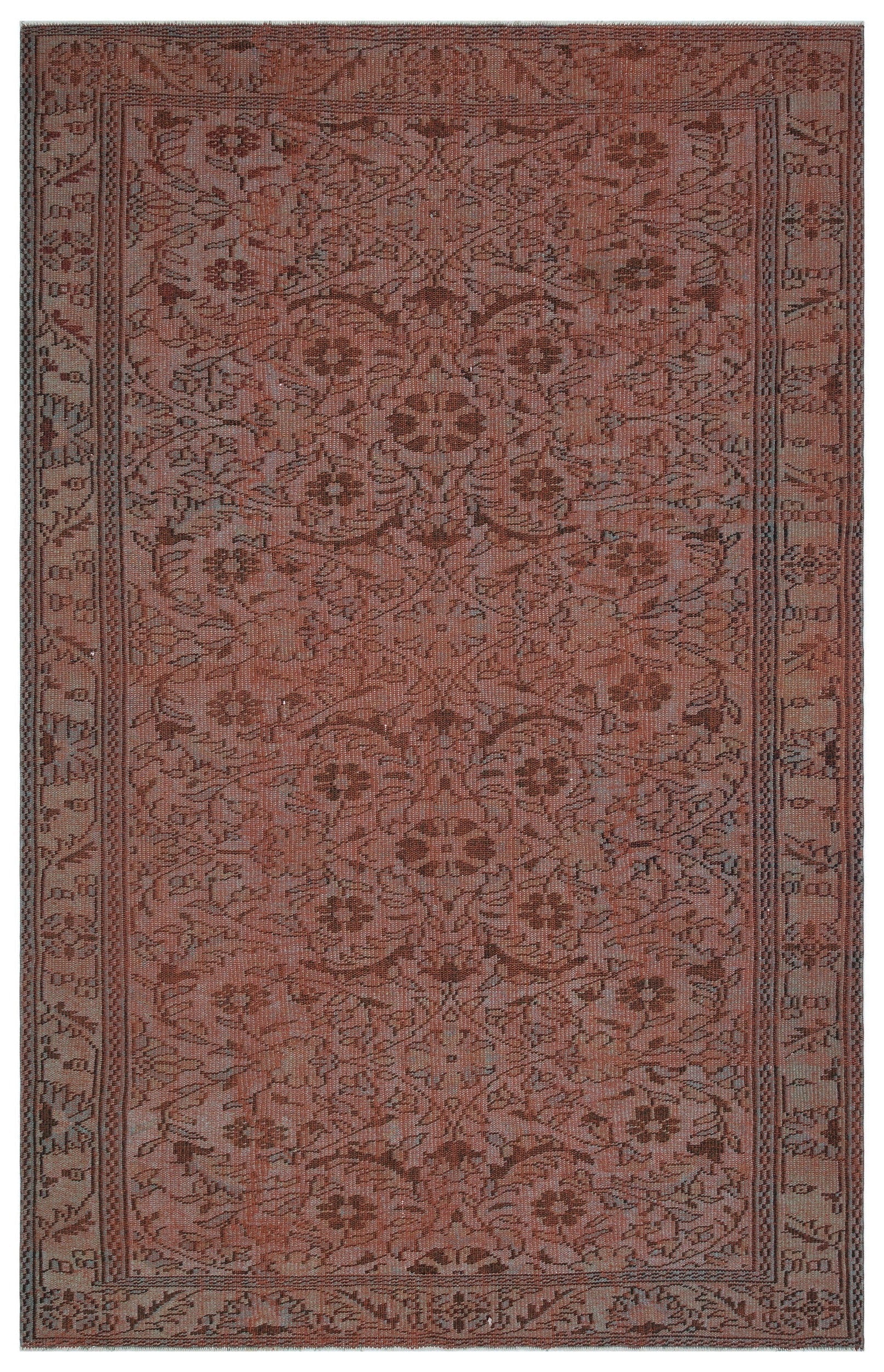 Atina Brown Vintage Wool Handmade Area Rug 5'10" x 9'9"