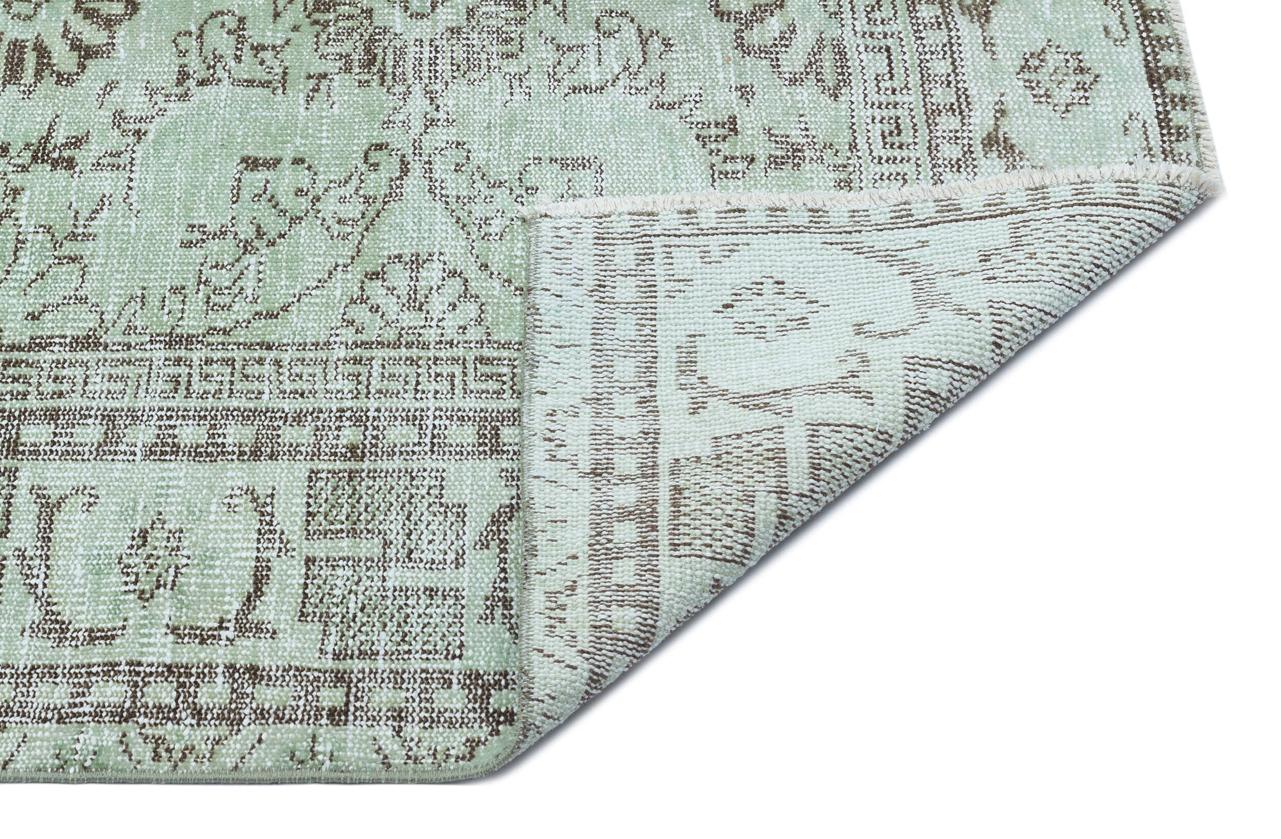 Atina Green Vintage Wool Handmade Area Rug 5'6" x 9'11"
