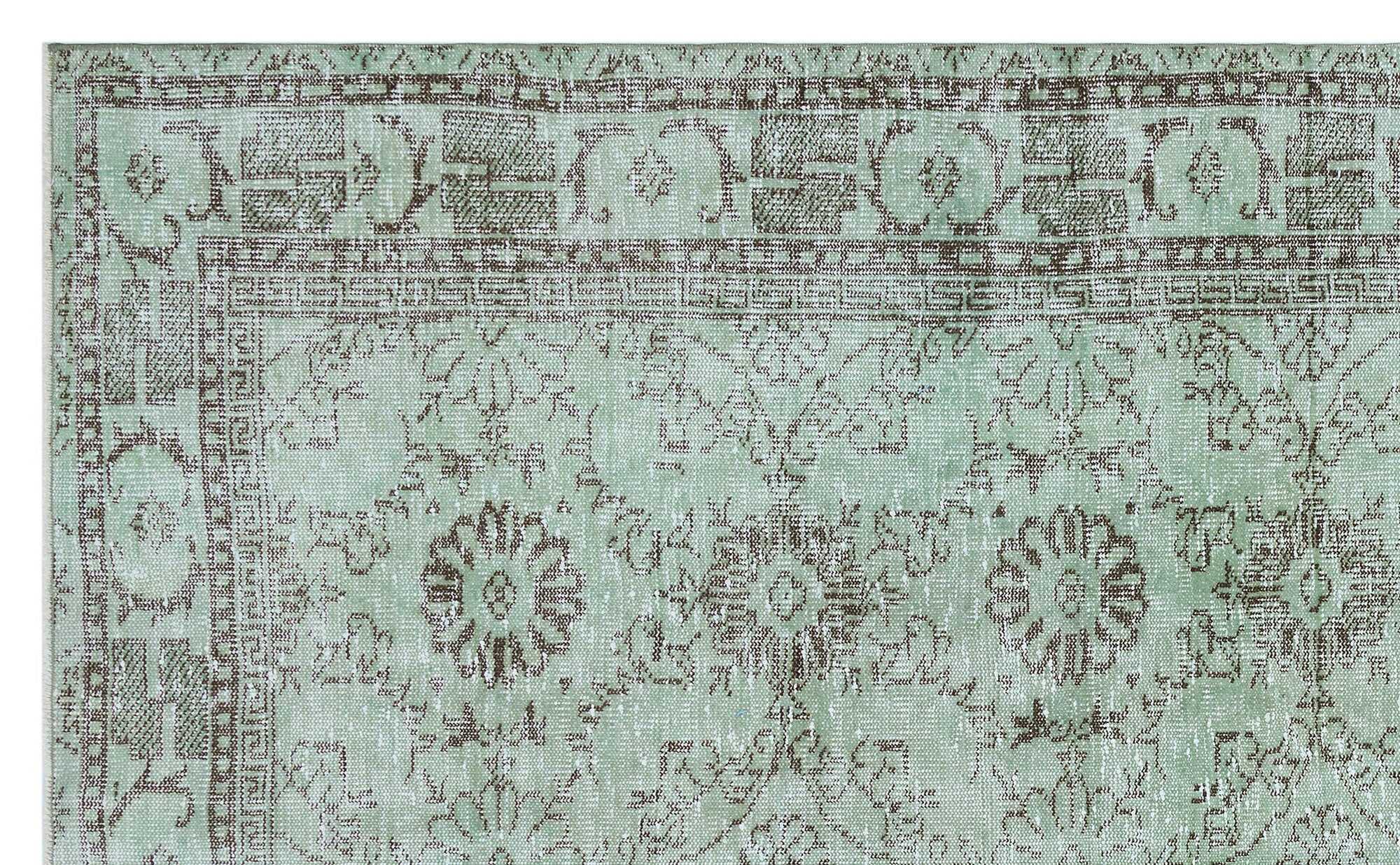 Atina Green Vintage Wool Handmade Area Rug 5'6" x 9'11"
