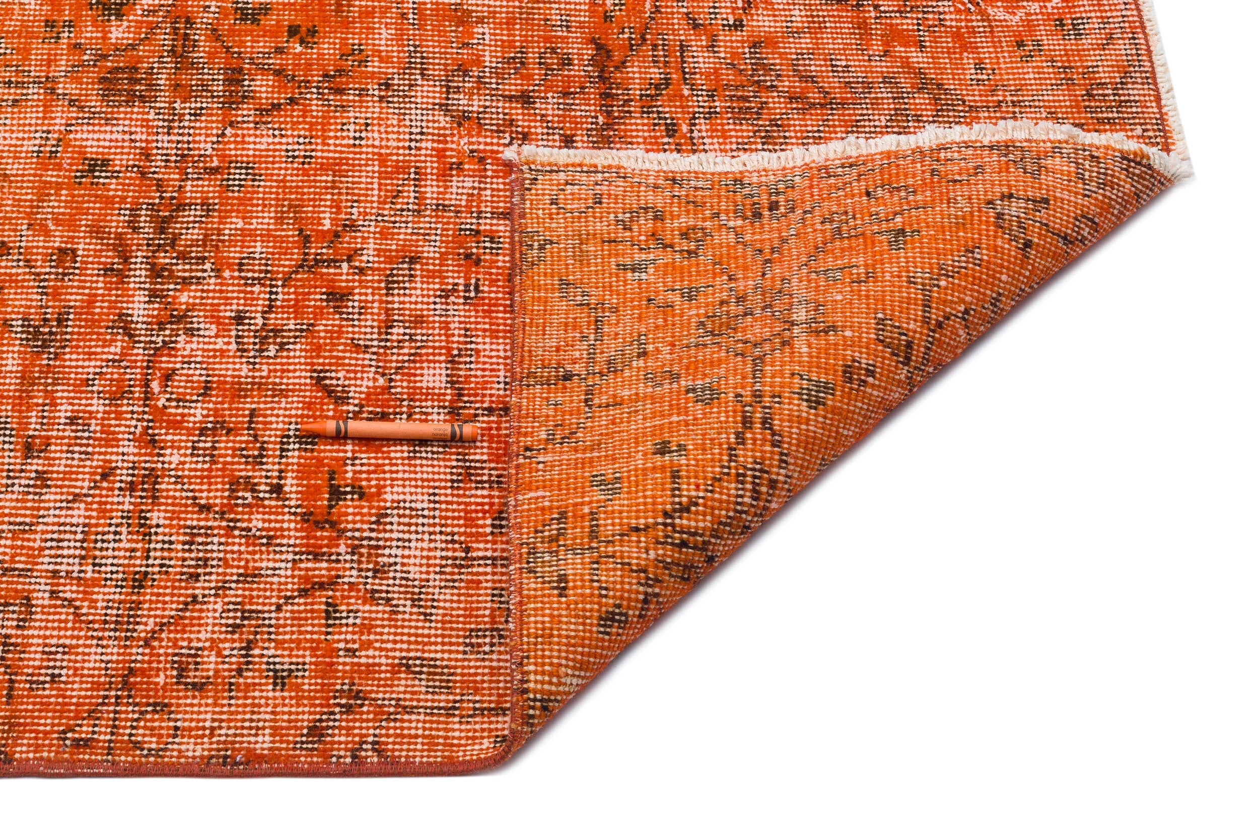 Atina Orange Vintage Wool Handmade Area Rug 7'0" x 10'6"