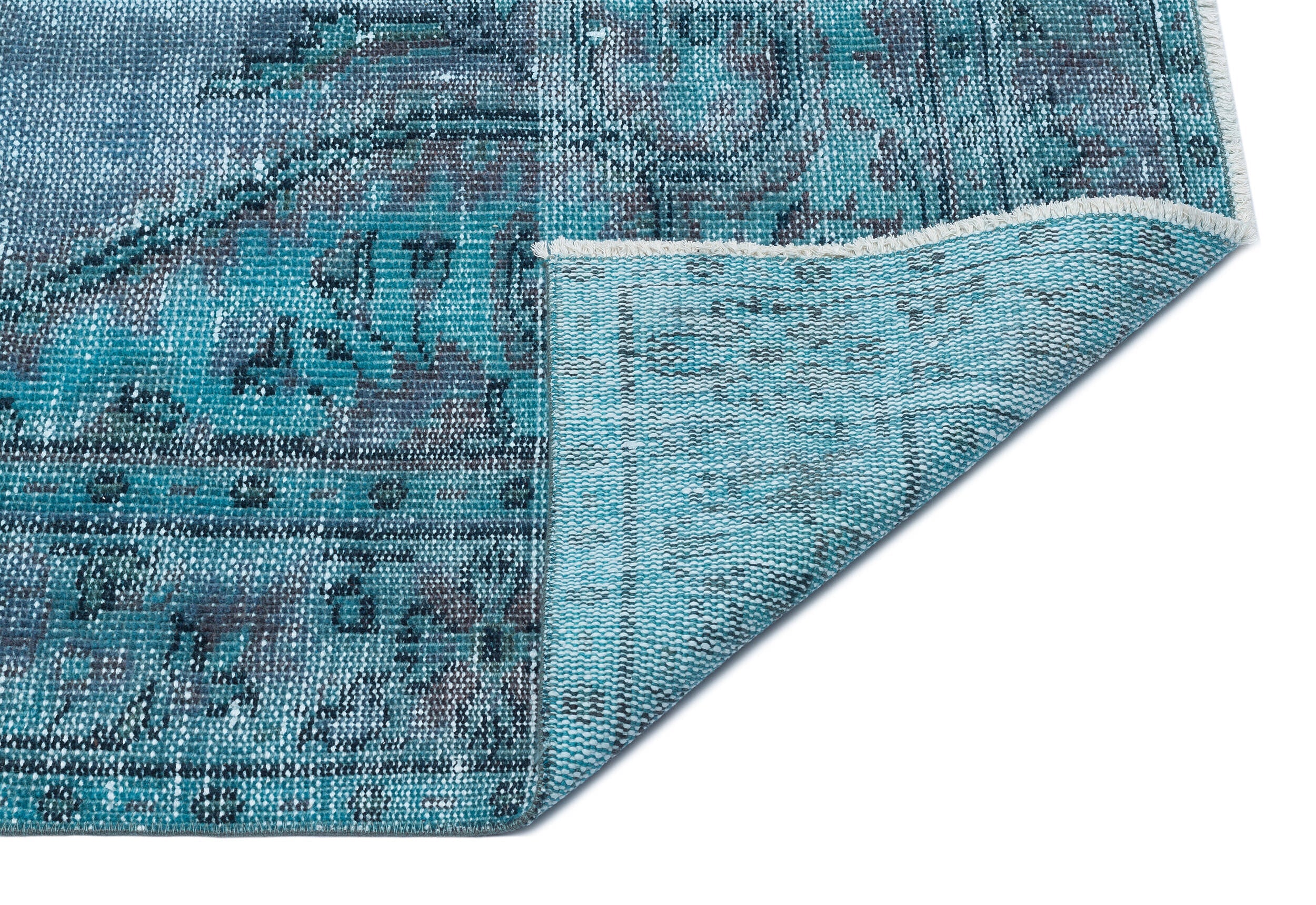 Atina Turquoise Vintage Wool Handmade Area Rug 5'0" x 9'3"