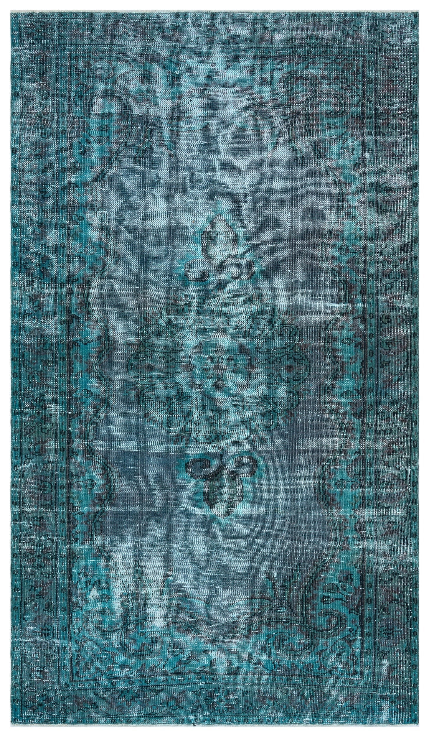 Atina Turquoise Vintage Wool Handmade Area Rug 5'0" x 9'3"