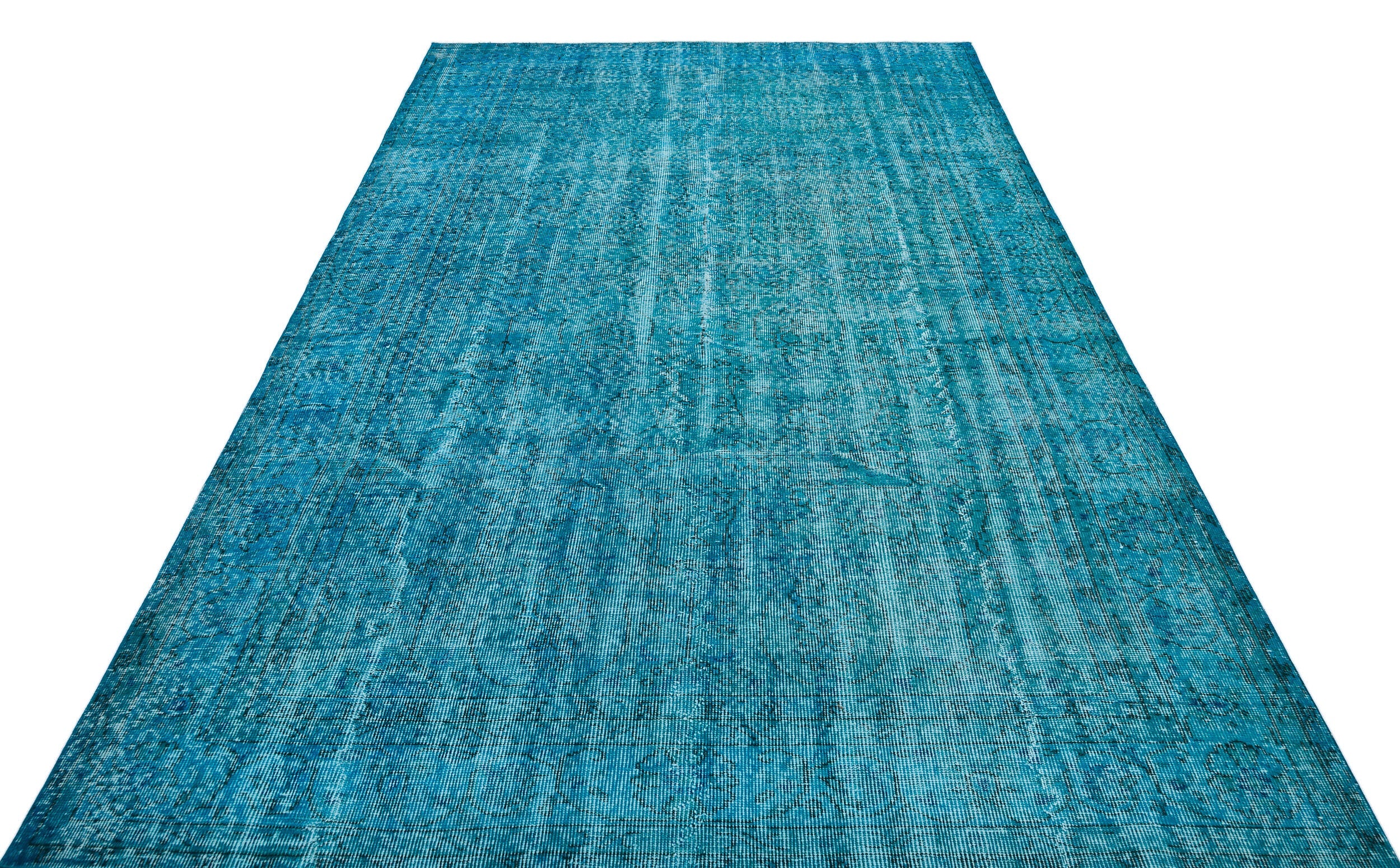 Atina Turquoise Vintage Wool Handmade Area Rug 6'4" x 9'11"