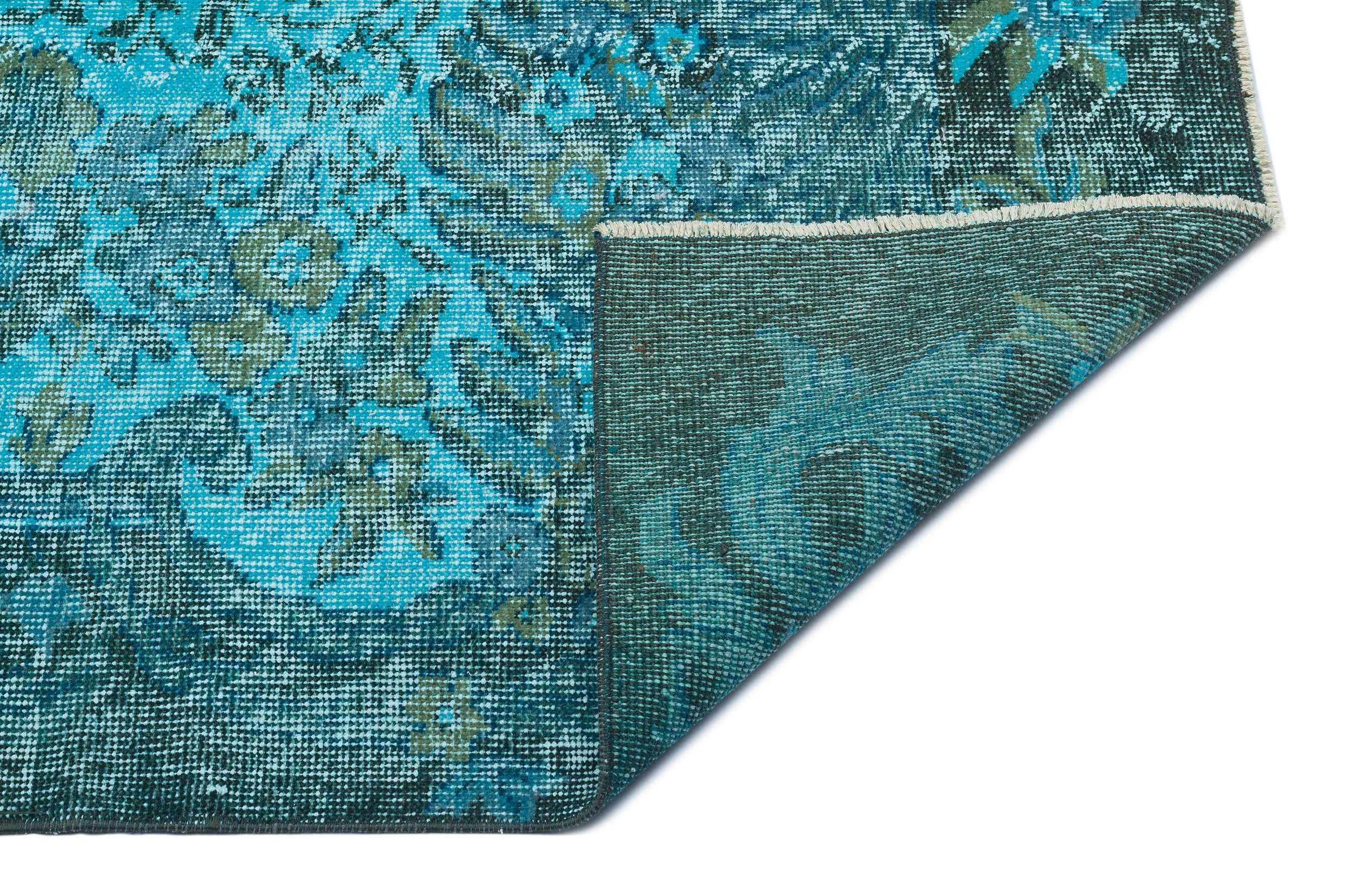 Atina Turquoise Vintage Wool Handmade Area Rug 5'9" x 9'6"