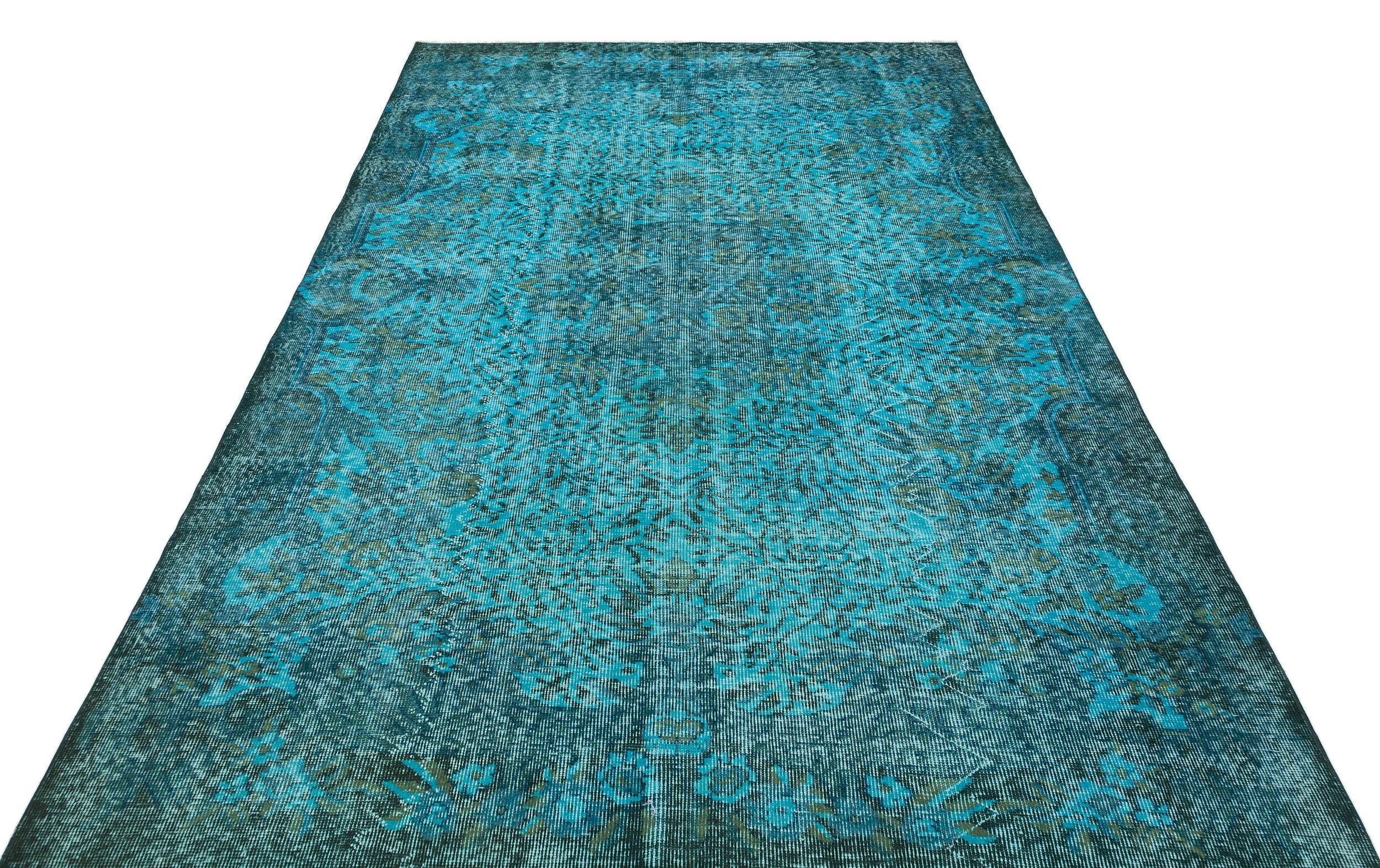 Atina Turquoise Vintage Wool Handmade Area Rug 5'9" x 9'6"