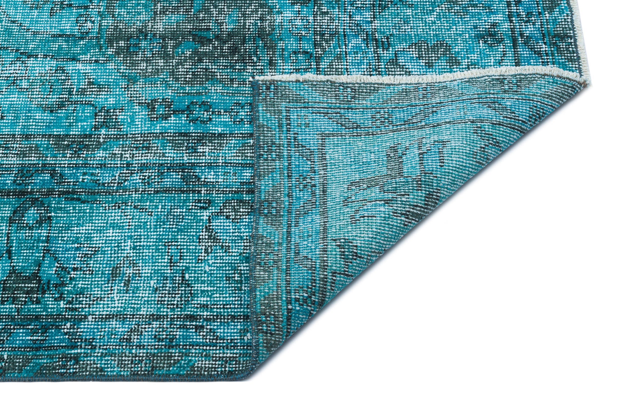 Atina Turquoise Vintage Wool Handmade Area Rug 7'3" x 10'1"