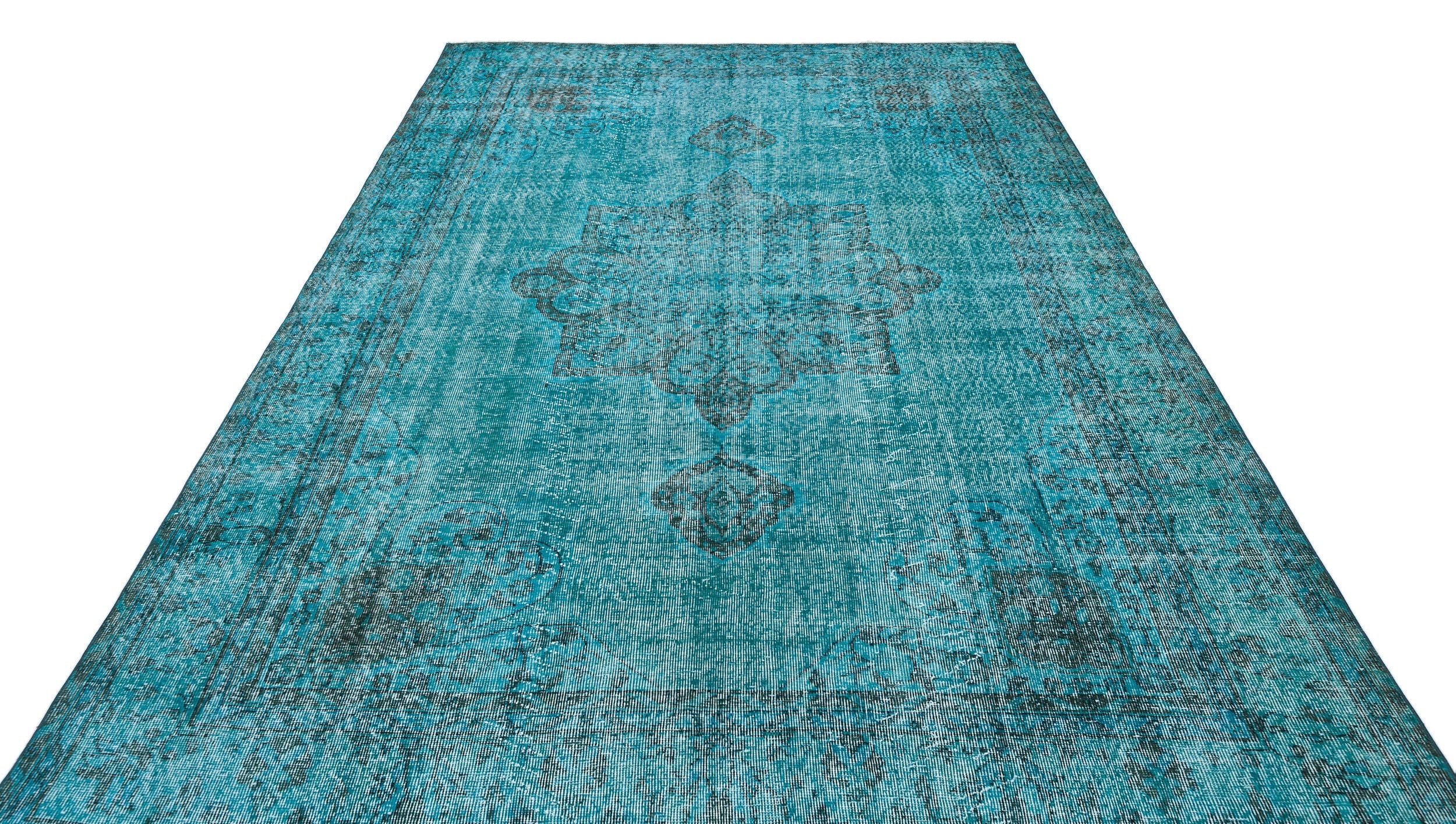 Atina Turquoise Vintage Wool Handmade Area Rug 7'3" x 10'1"